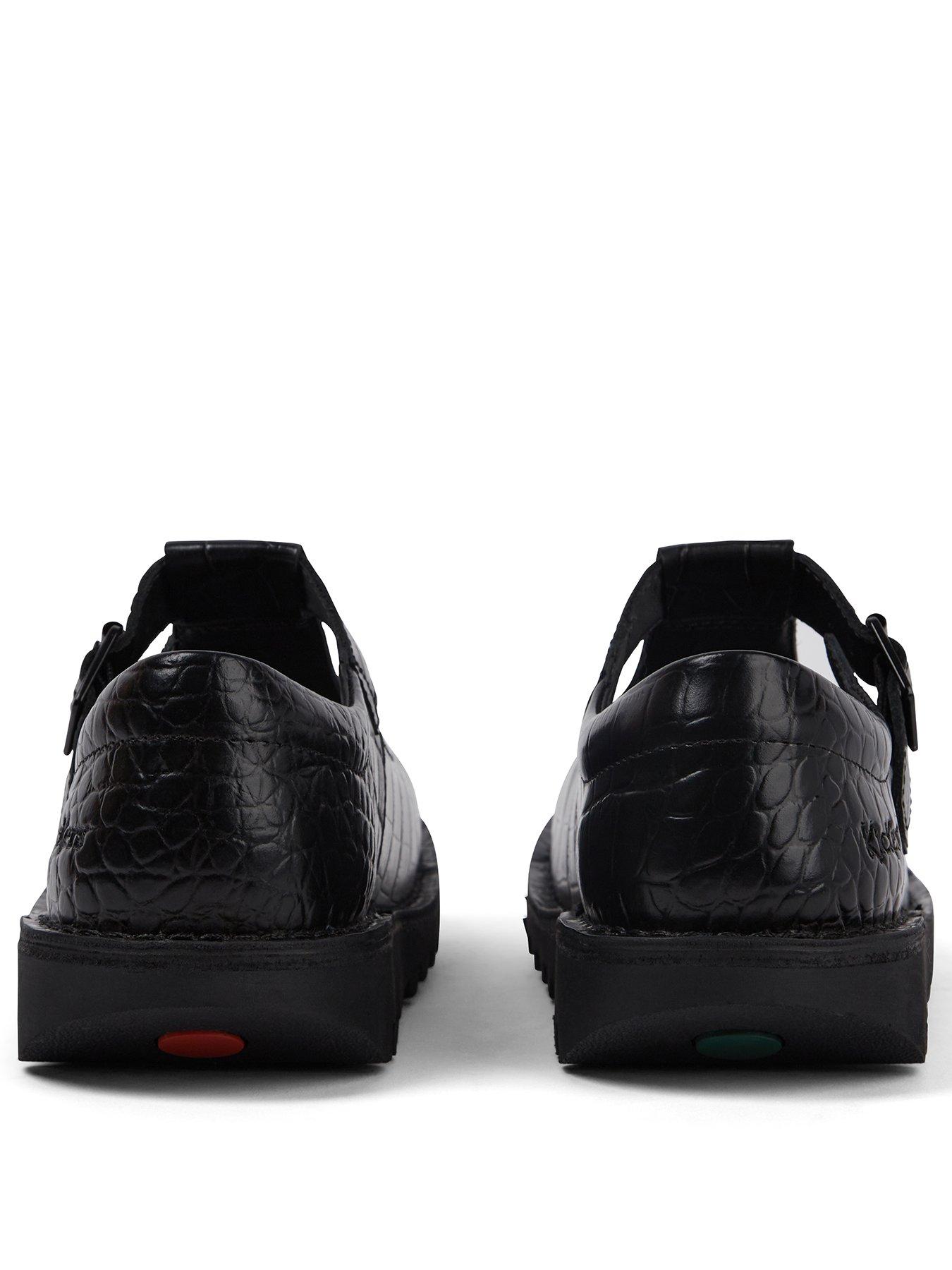 Image 3 of 7 of Kickers Kick T-bar Croc Leather Shoe - Black
