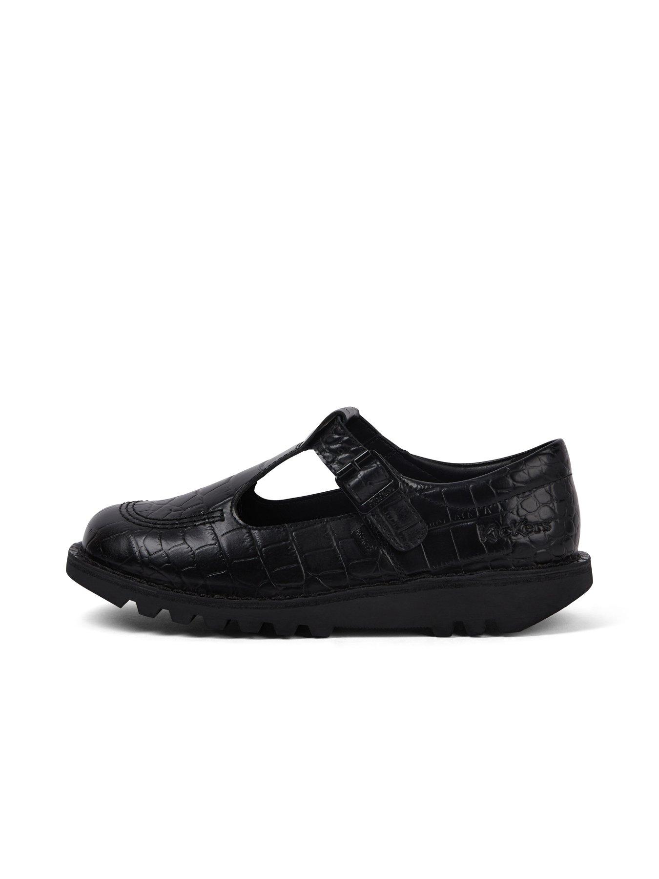 Image 7 of 7 of Kickers Kick T-bar Croc Leather Shoe - Black