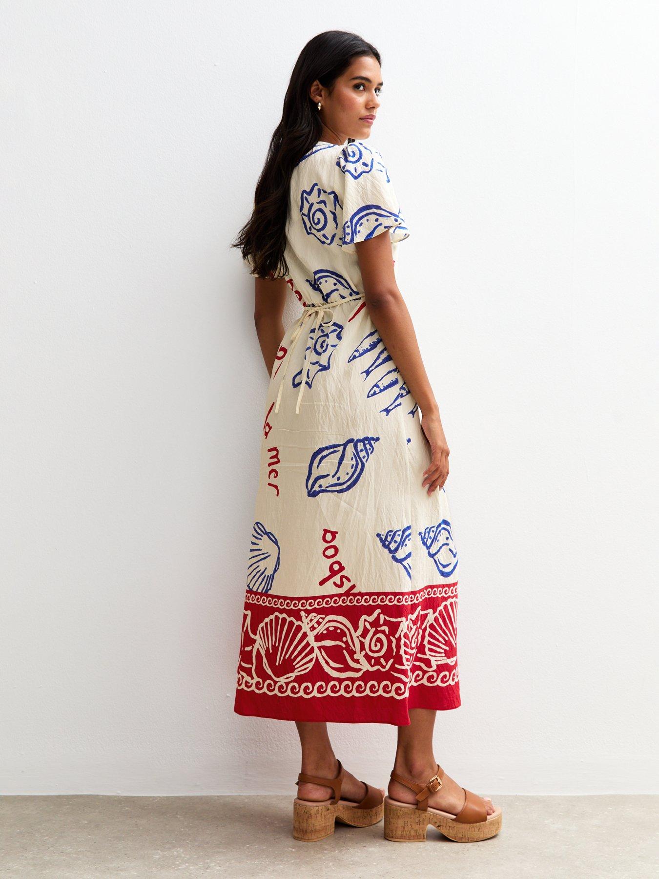 new-look-off-white-shell-print-flutter-sleeve-button-midi-dress-creamstillFront