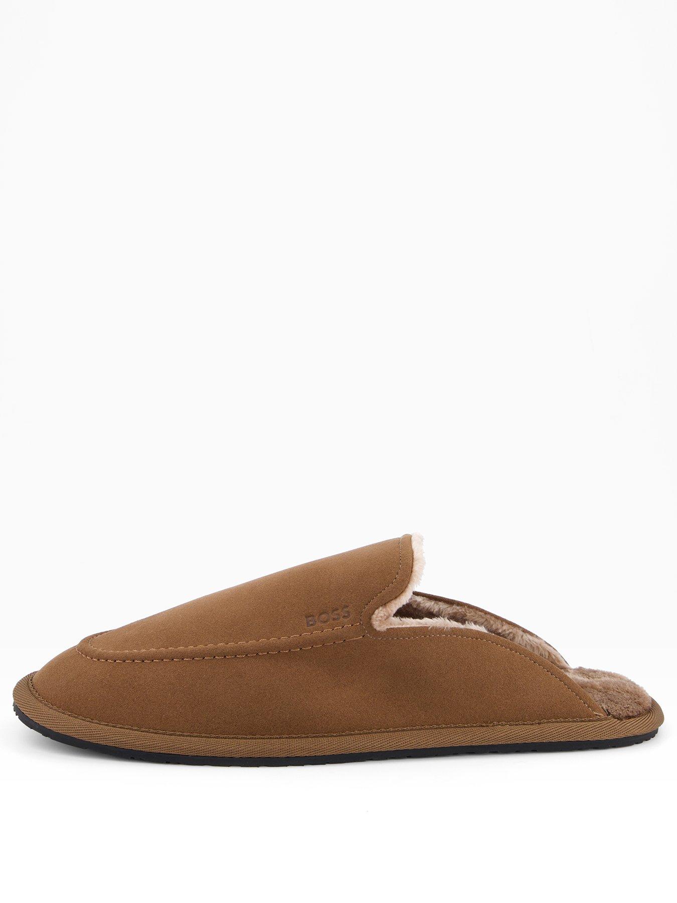 boss-home-faux-fur-lined-mule-slippers-brownstillFront