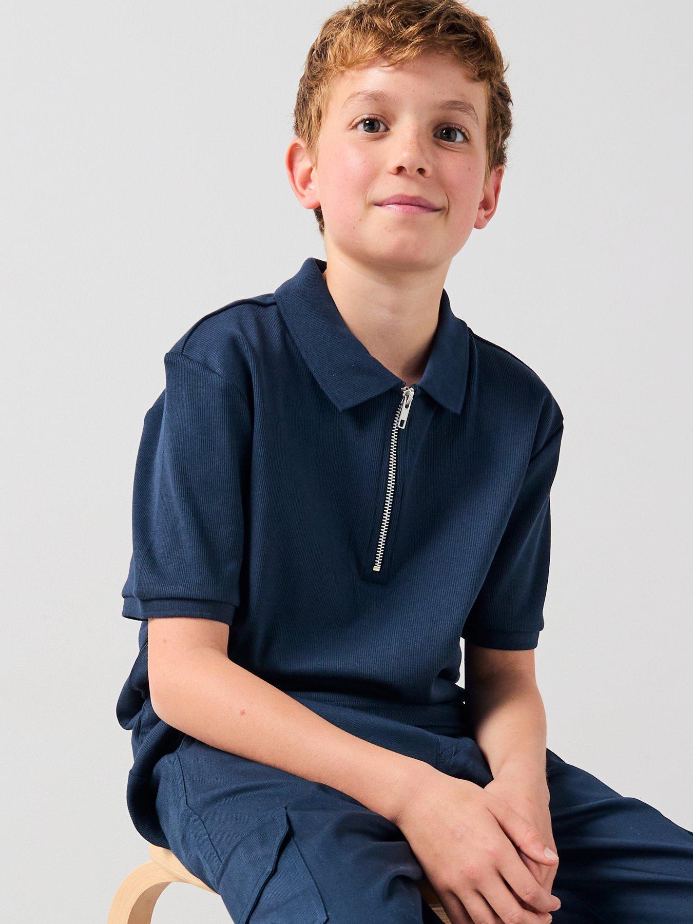 the-very-collection-boys-rib-zip-detail-polo-and-cargo-outfit-set-navyoutfit