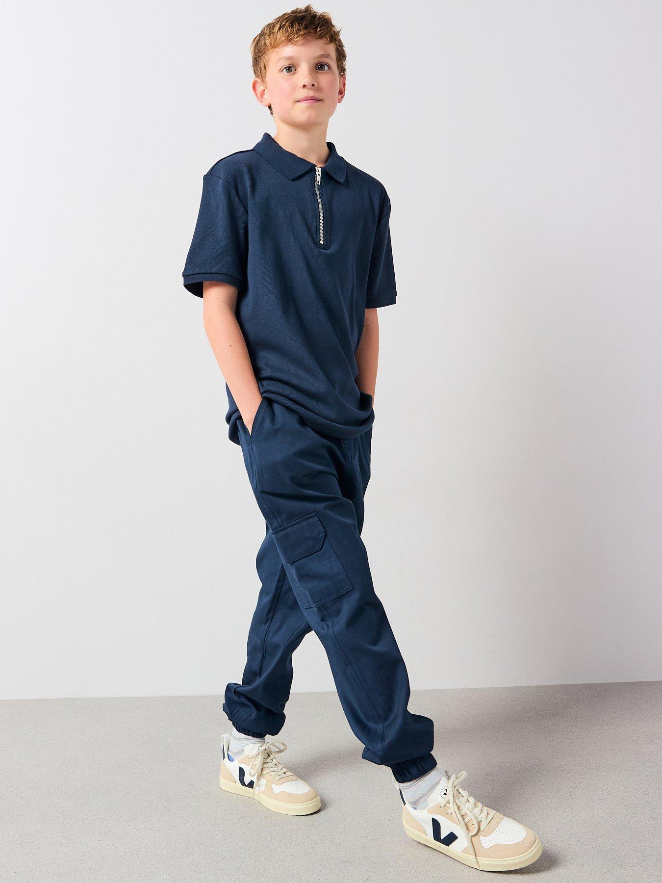 the-very-collection-boys-rib-zip-detail-polo-and-cargo-outfit-set-navydetail