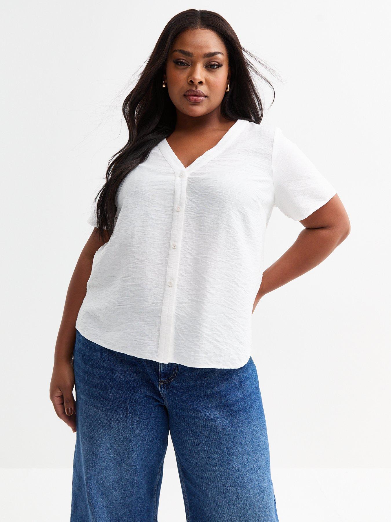 New Look Curves Button Up Top - White