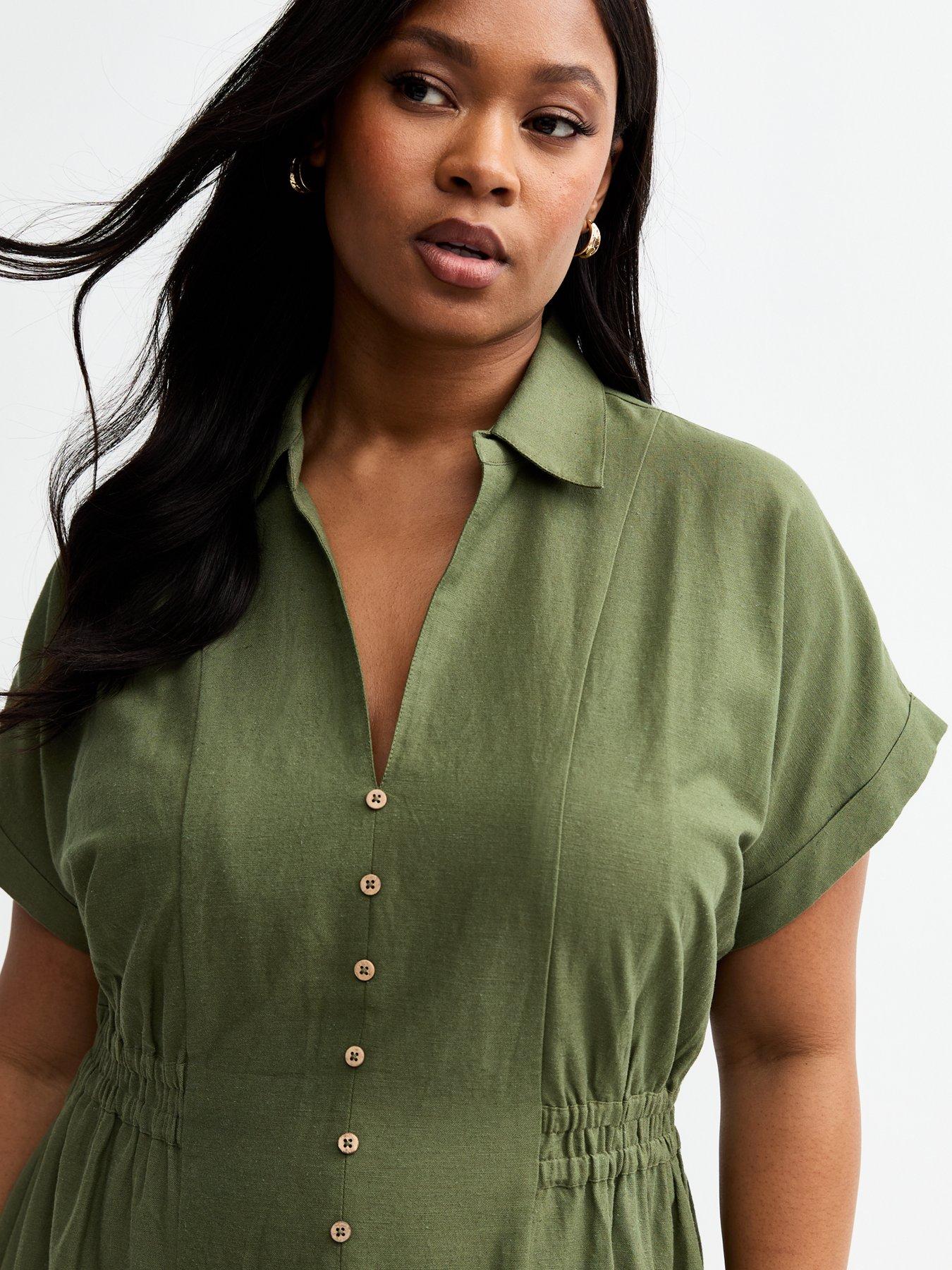 green shirt dress new look RLT SILK SLIP DRESS main image 1
