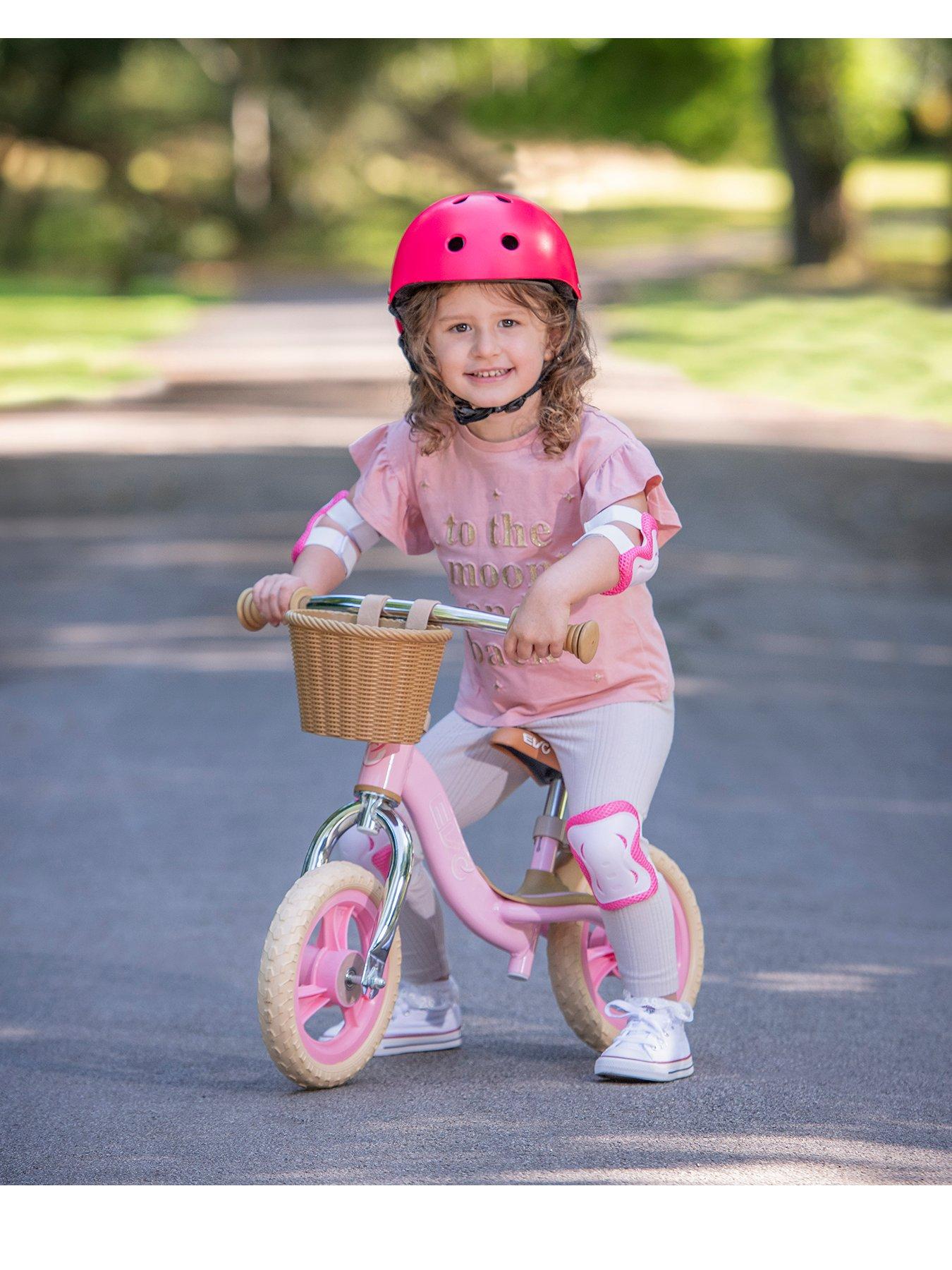 EVO Glider Balance Bike with Basket - Pastel Pink (Footrest)