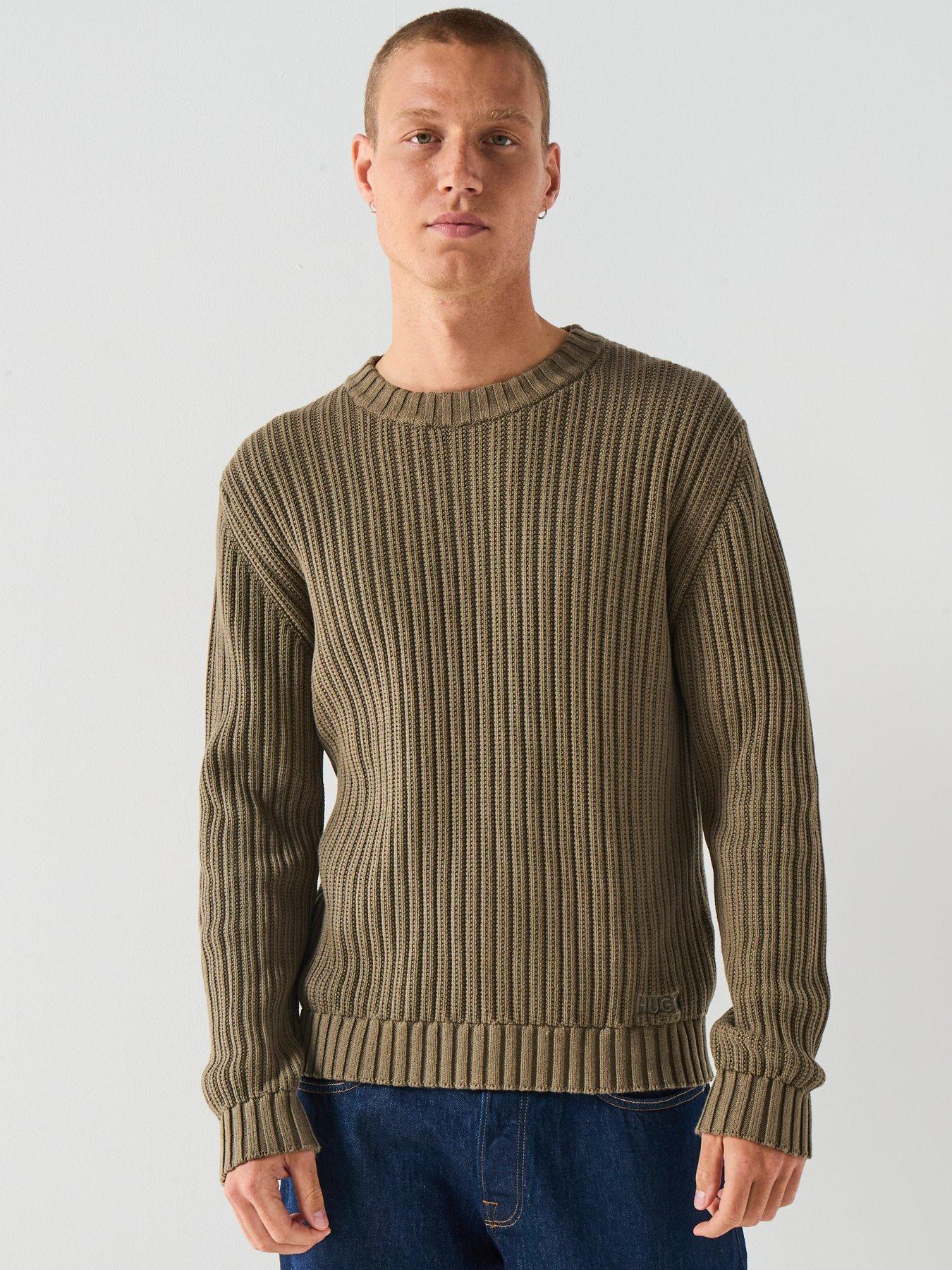 HUGO Sribben_1 Slim Fit Knitted Jumper - Grey