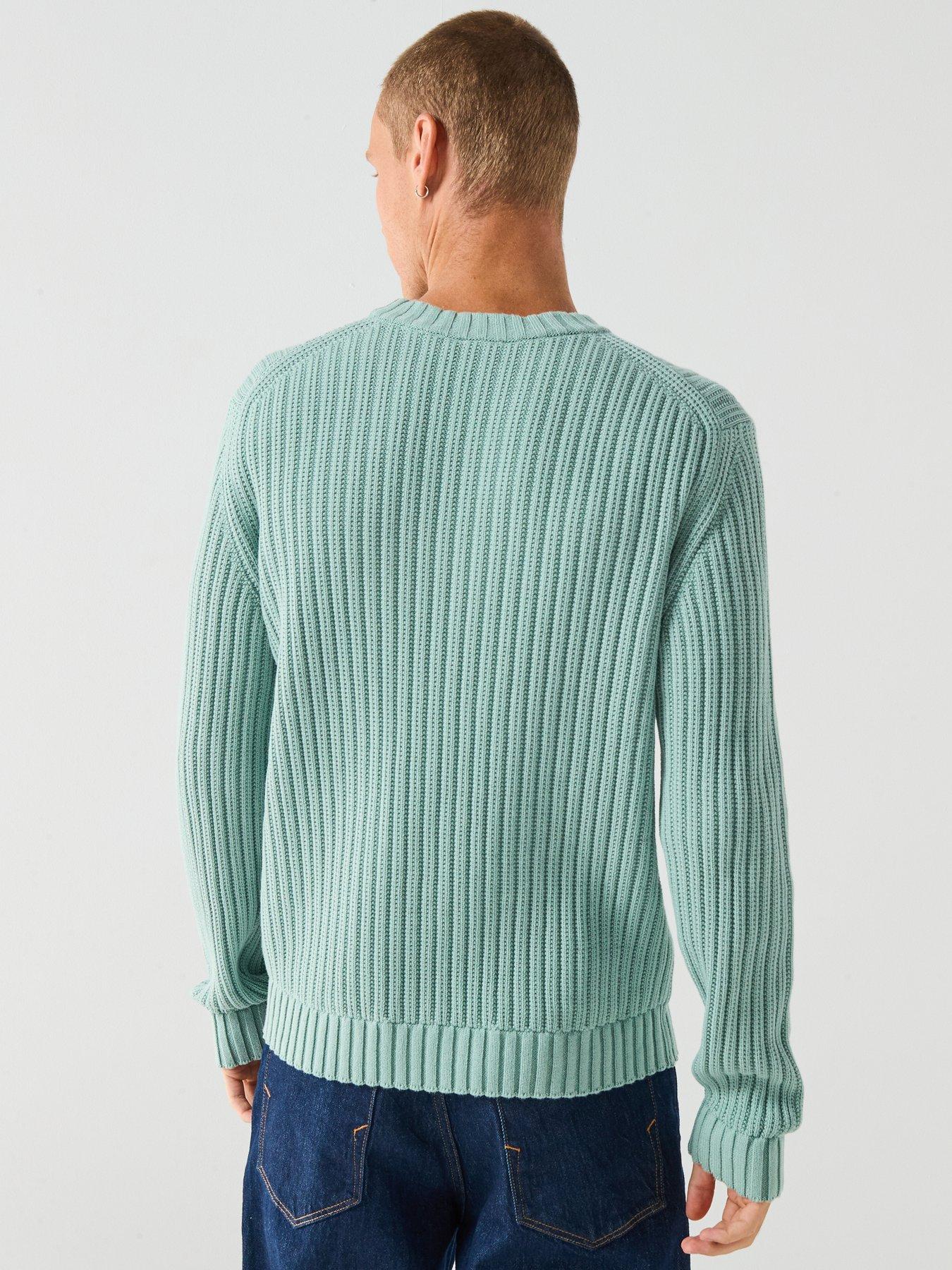 hugo-slim-fit-knitted-jumper-greenstillFront