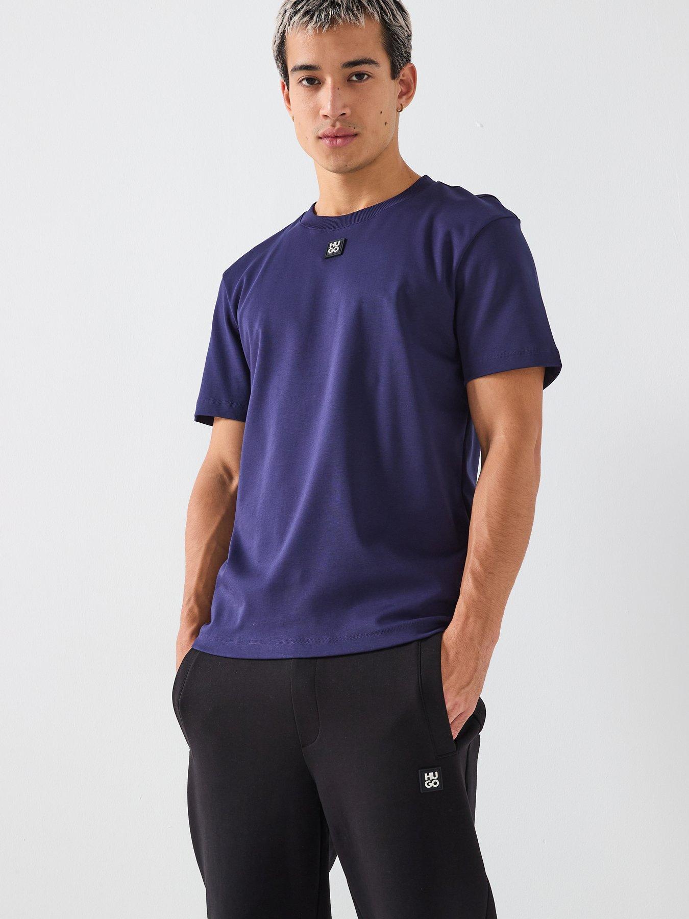 HUGO Dalile Regular Fit Centre Stacked Nikel Logo T-Shirt - Navy