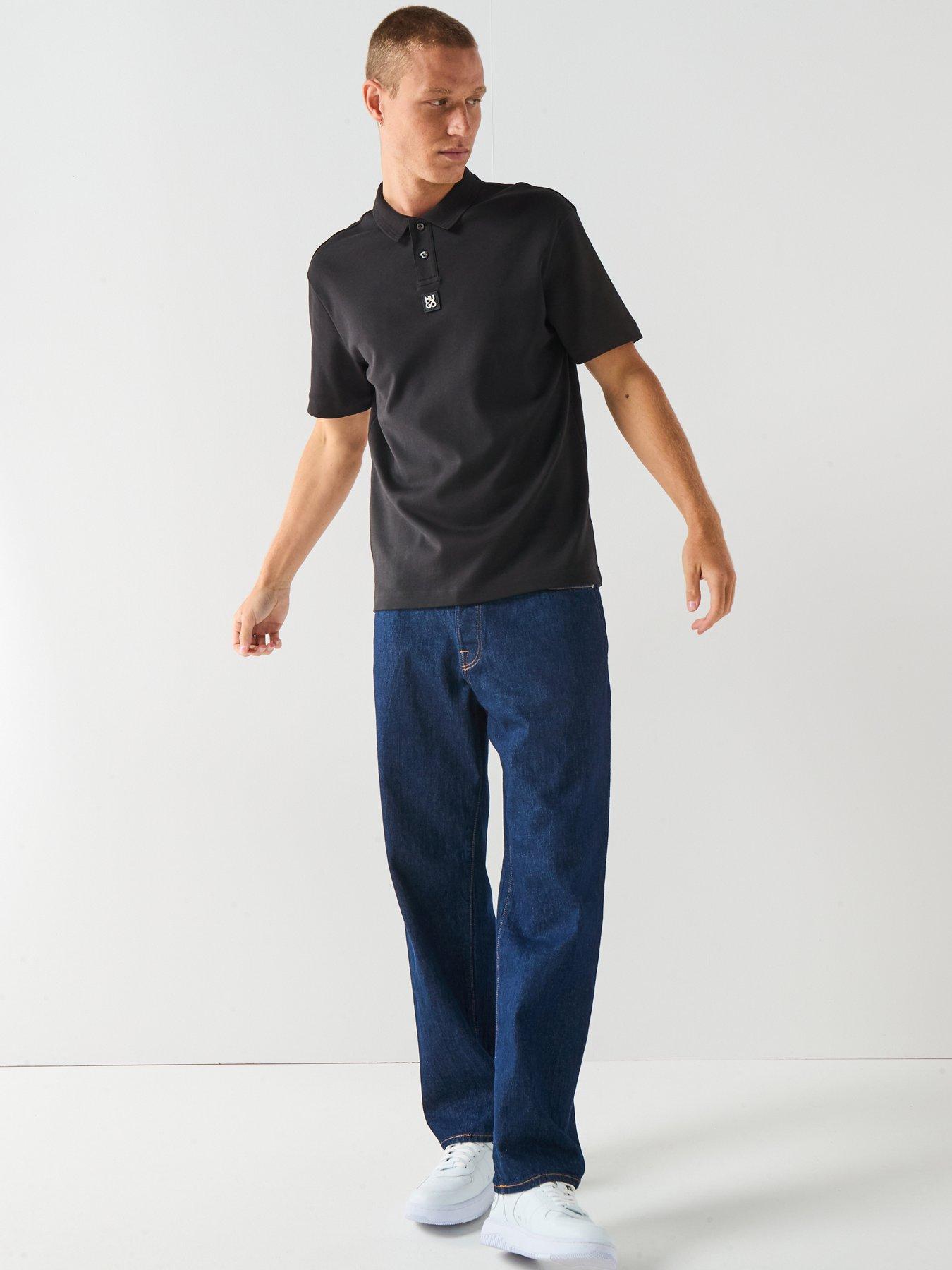 hugo-regular-fit-stacked-logo-polo-shirt-blackback