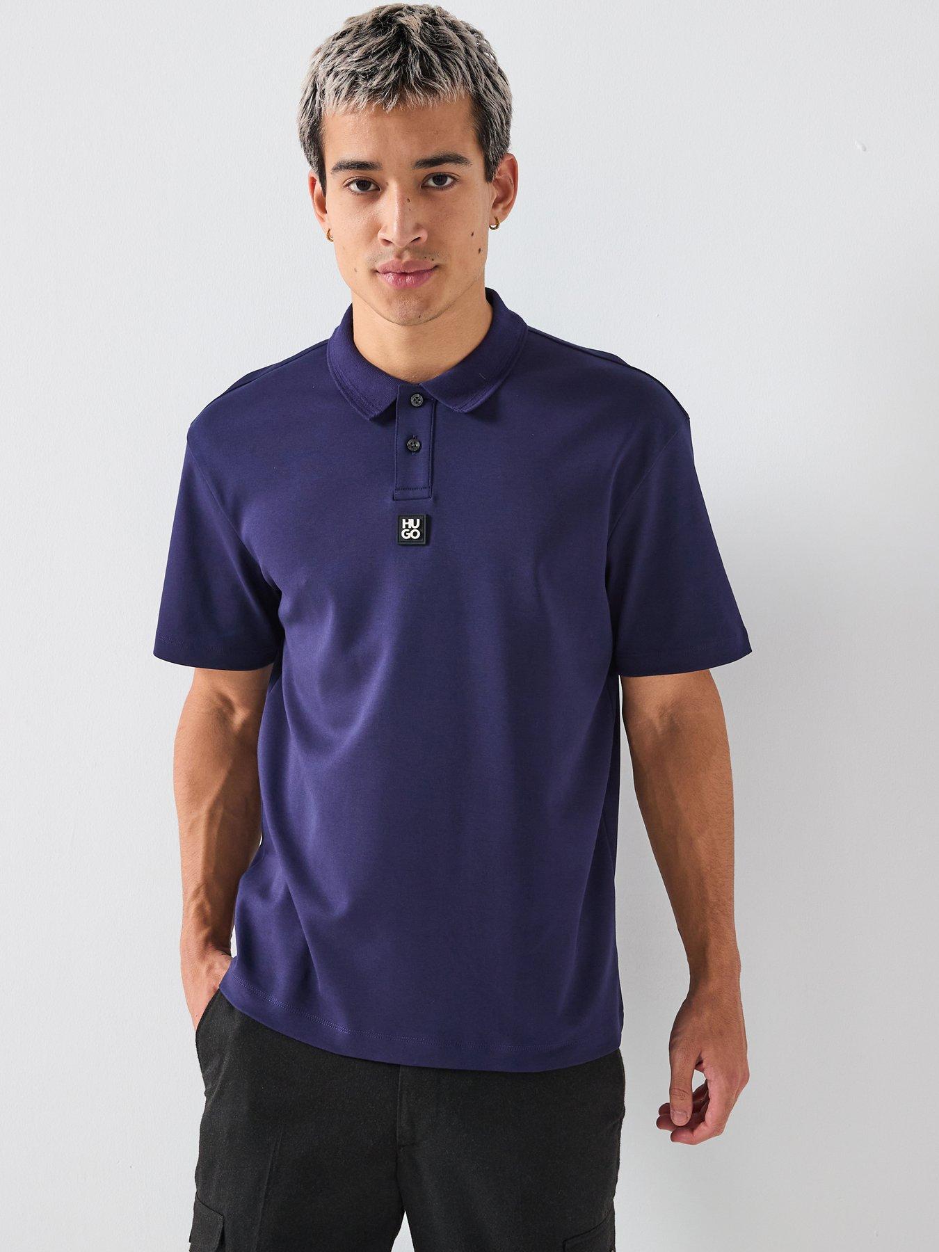 hugo-deabono_d-regular-fit-stacked-logo-polo-shirt-navyfront