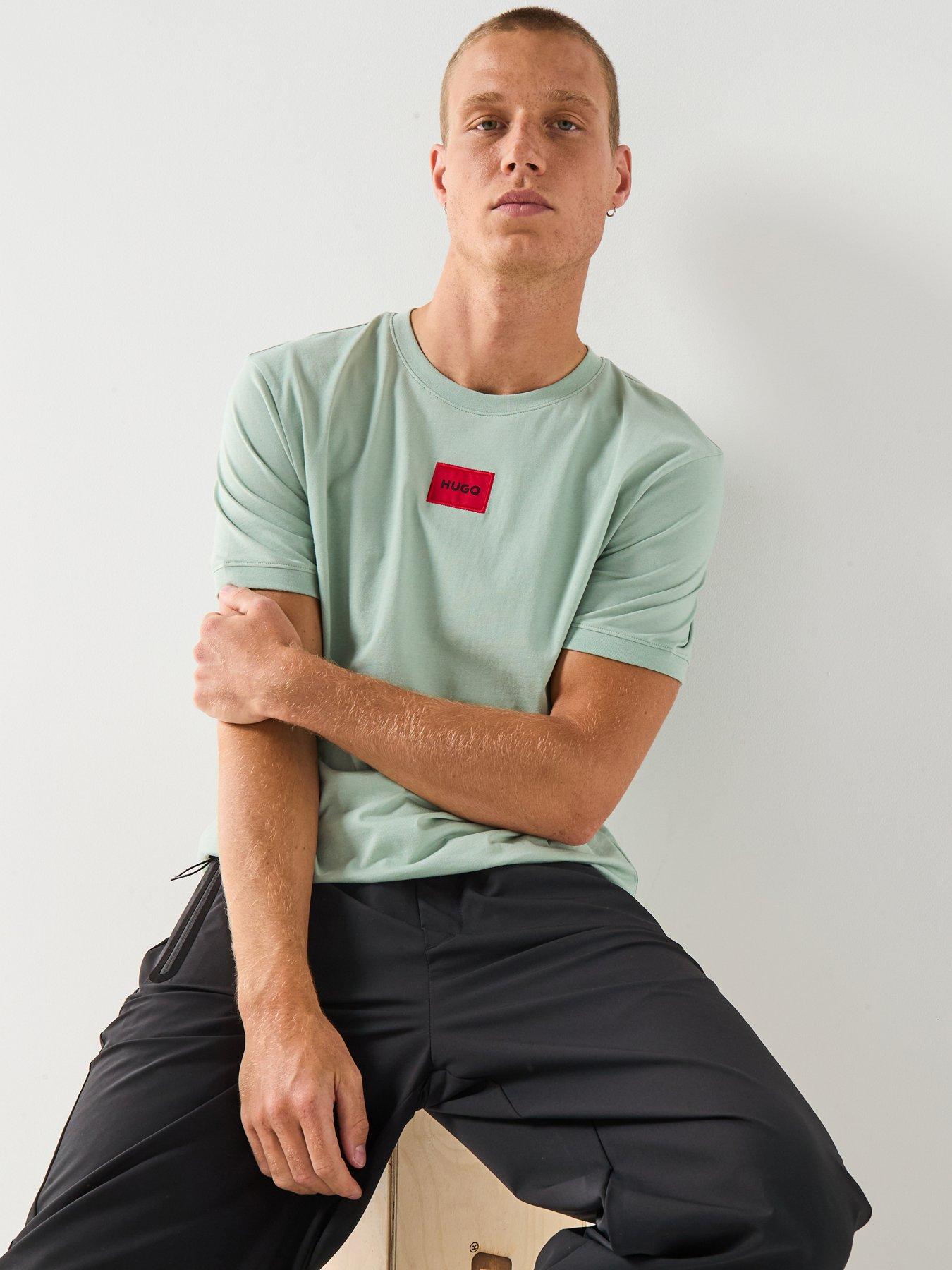 HUGO Regular Fit T-Shirt with Logo Label - Green