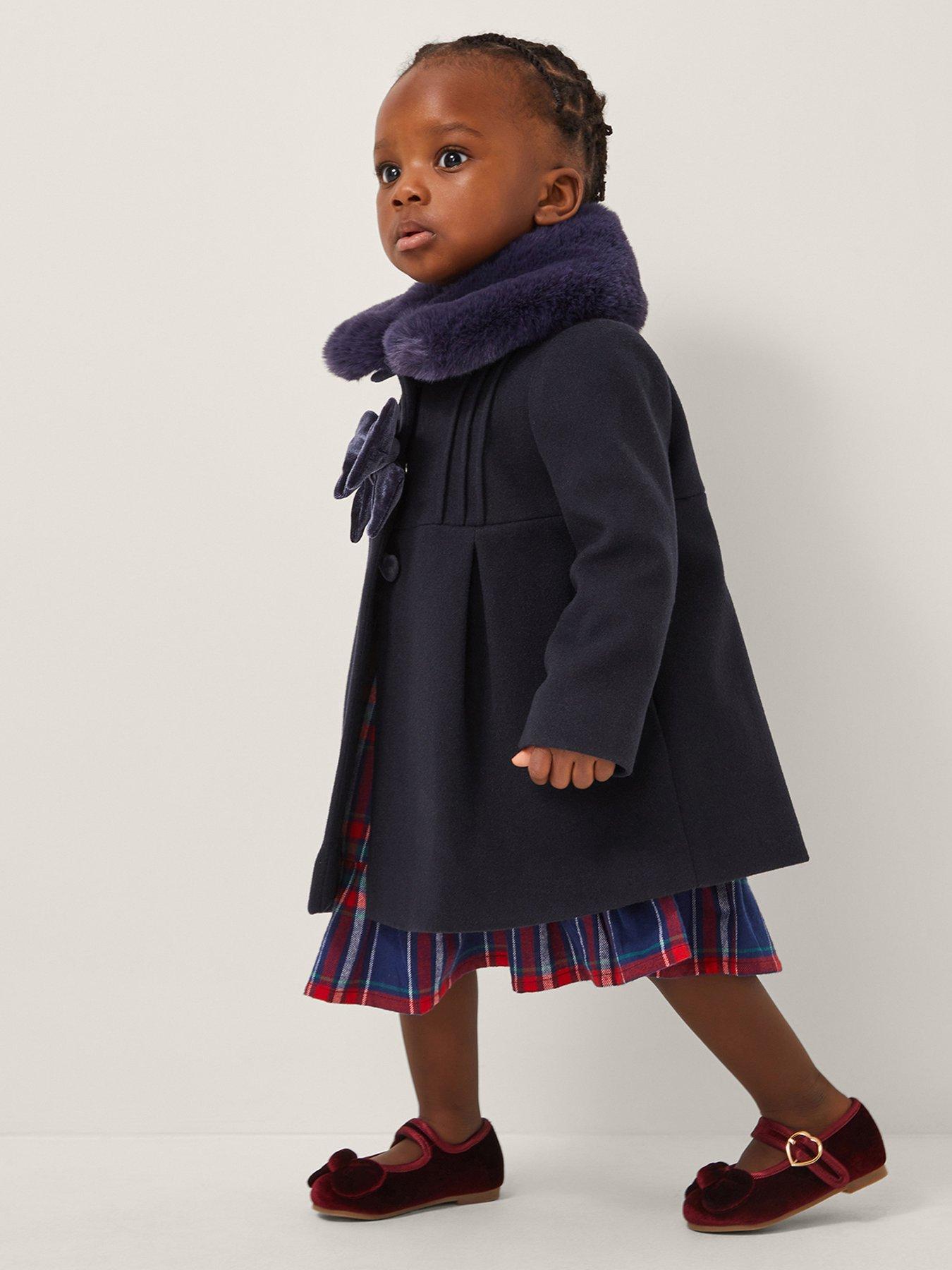 Monsoon Baby Girls Velvet Bow Trim - Navy