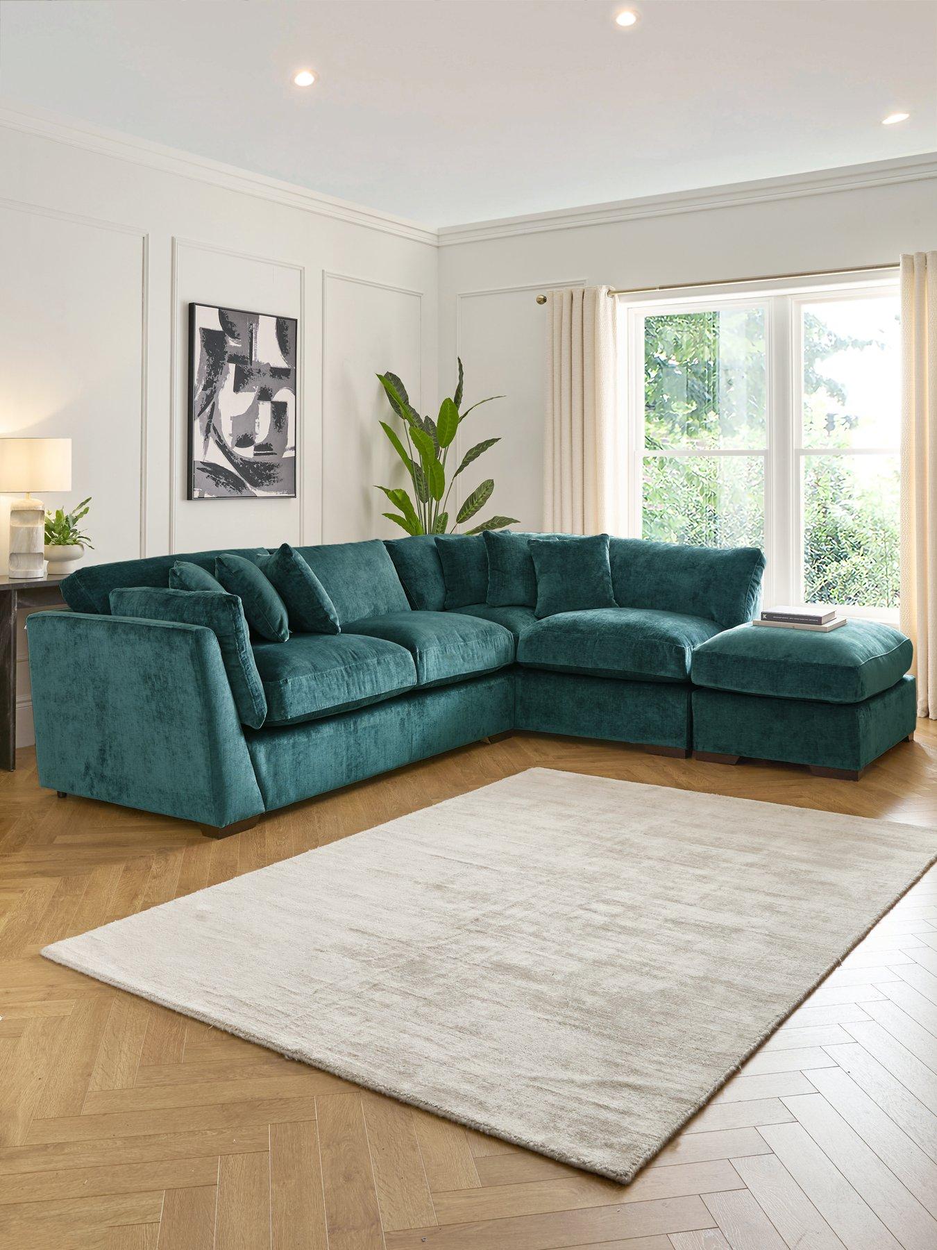 Very Home Lansa Right Hand Fabric Corner Chaise Sofa with Footstool - Made to Order in the UK