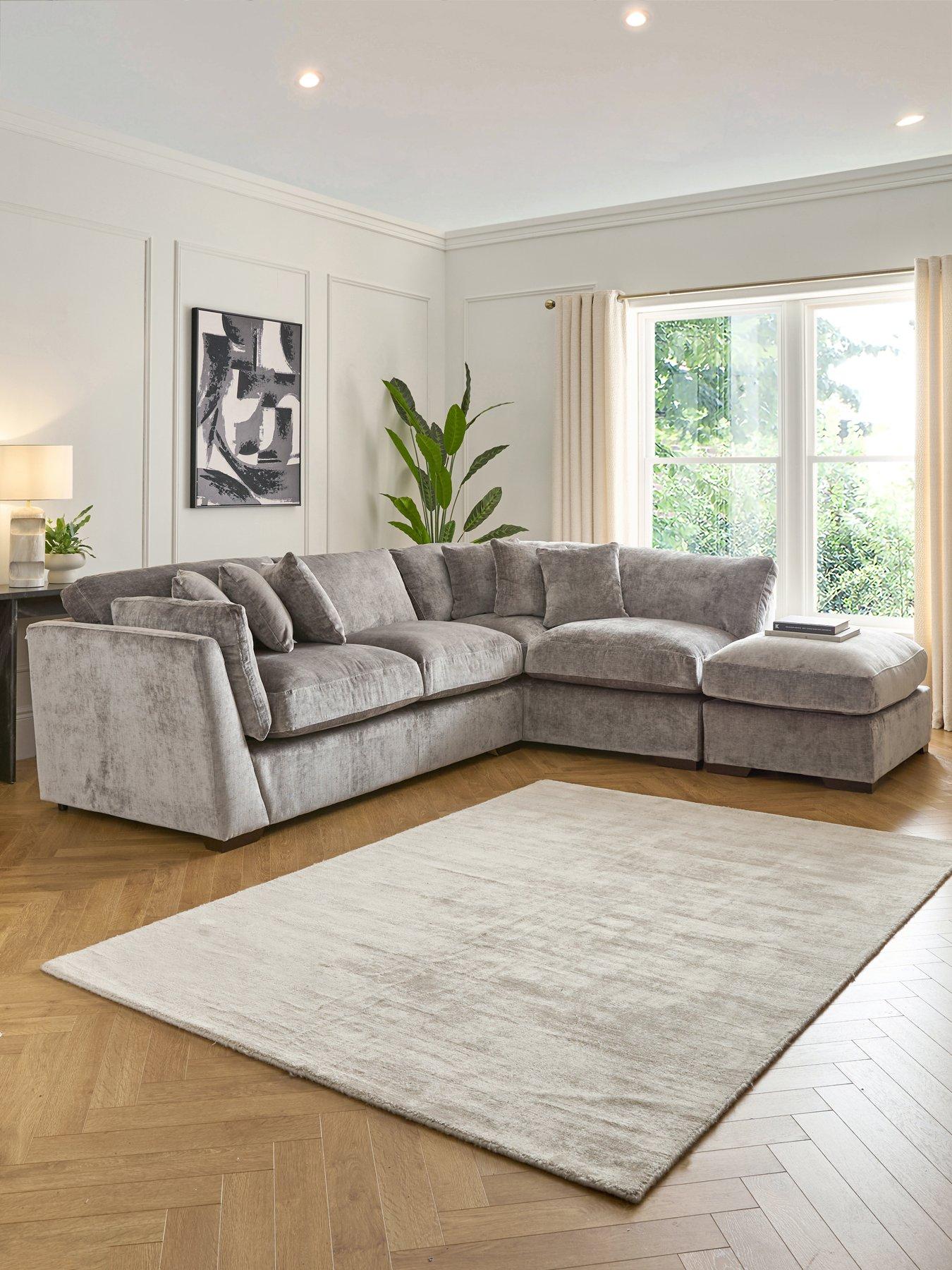 Very Home Lansa Right Hand Fabric Corner Chaise Sofa with Footstool - Made to Order in the UK