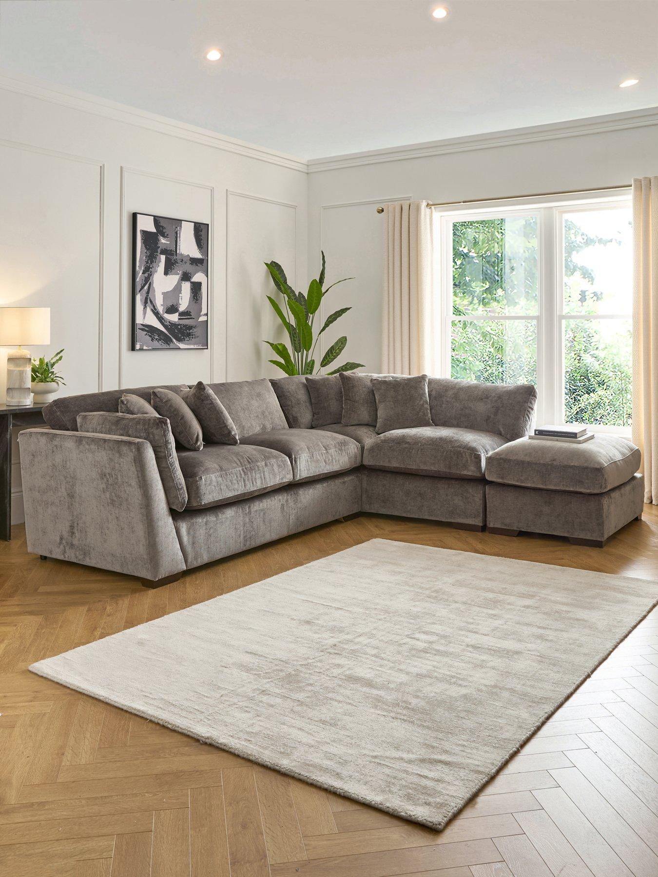 The Very Collection Lansa Right Hand Fabric Corner Chaise Sofa with Footstool - Made to Order in the UK