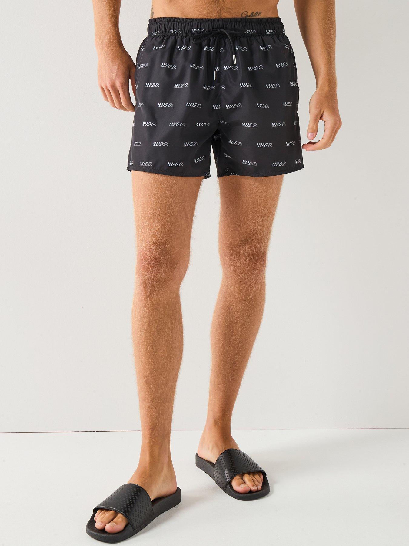 Image 1 of 6 of HUGO Dody Multi Logo Swim Shorts - Black