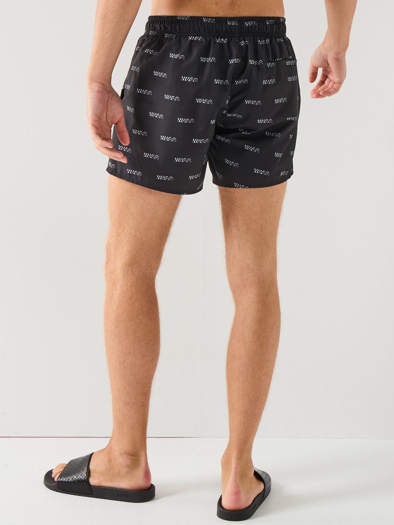 Image 2 of 6 of HUGO Dody Multi Logo Swim Shorts - Black