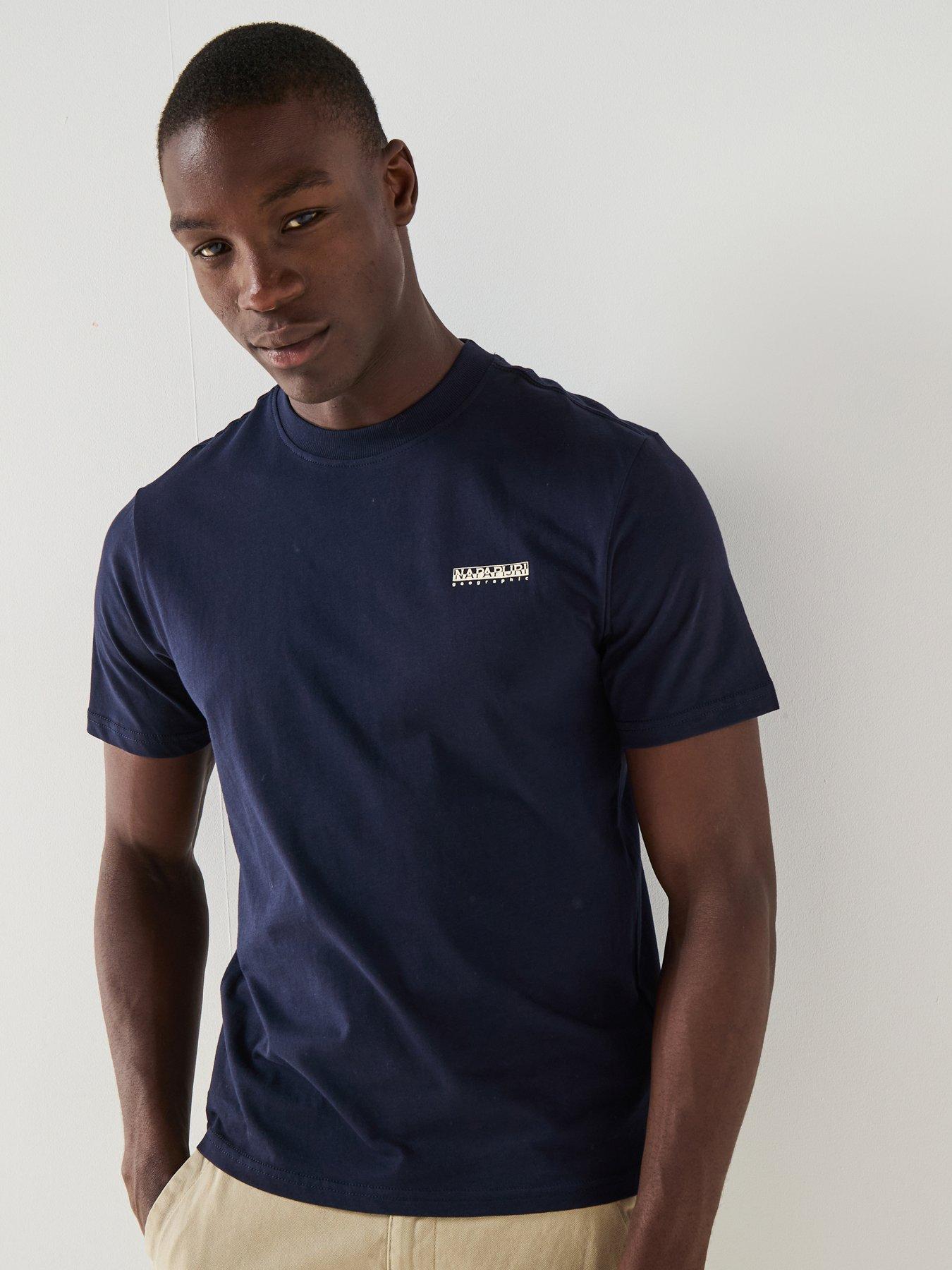 NAPAPIJRI Men's Small Box Logo T-Shirt - Blue