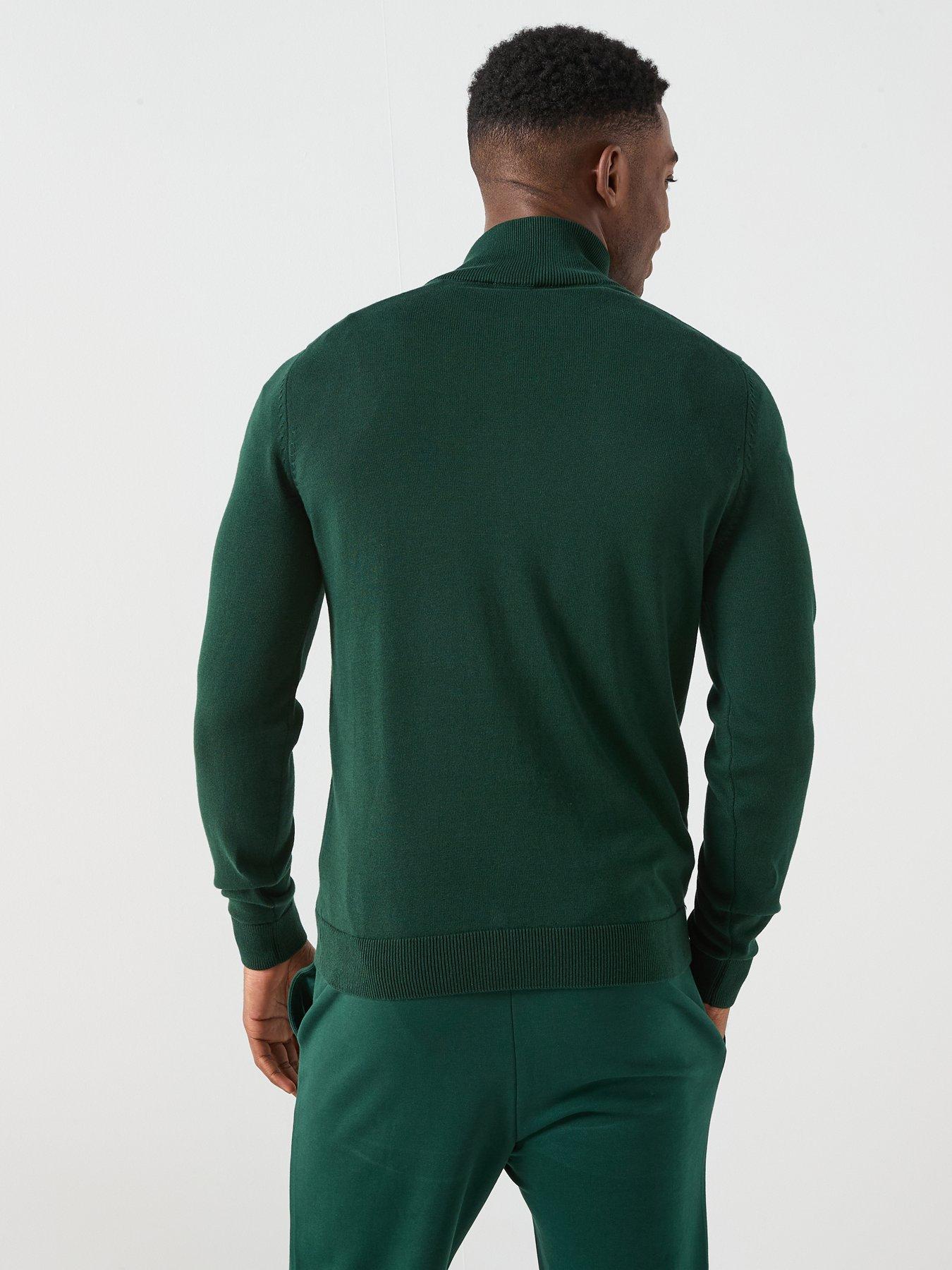 Image 2 of 6 of HUGO San Quintus-C Regular Fit 1/4 Zip Knitted Jumper - Green
