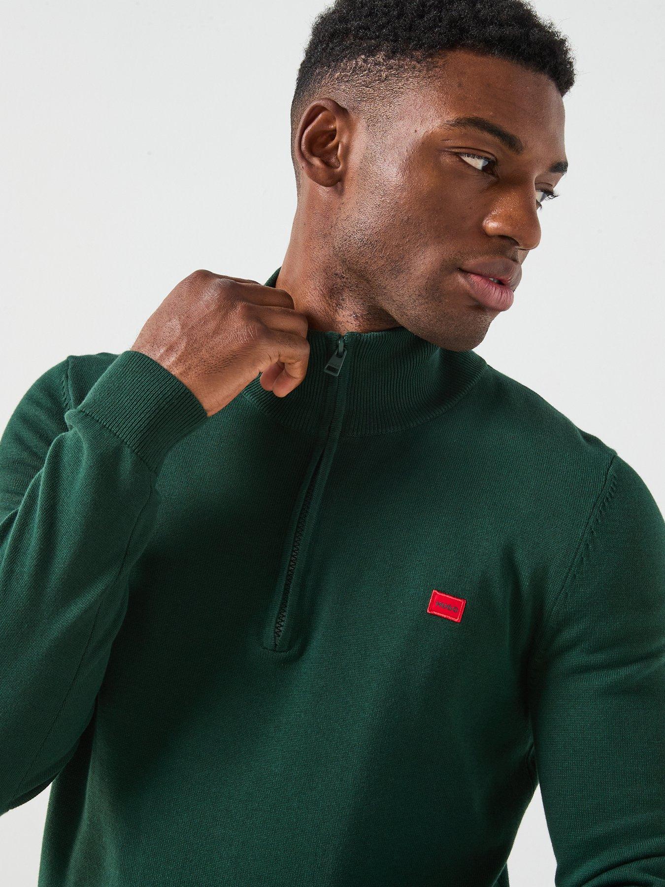 Image 4 of 6 of HUGO San Quintus-C Regular Fit 1/4 Zip Knitted Jumper - Green
