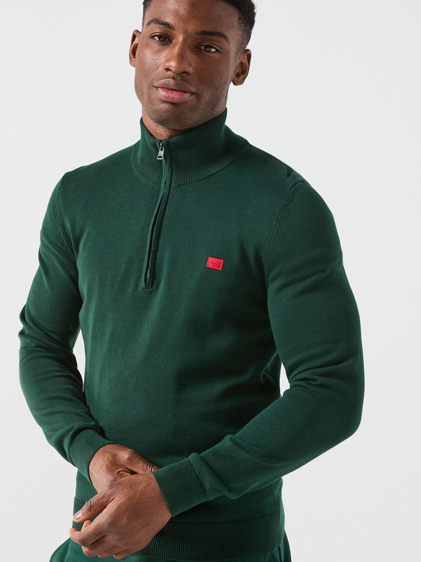 Image 5 of 6 of HUGO San Quintus-C Regular Fit 1/4 Zip Knitted Jumper - Green