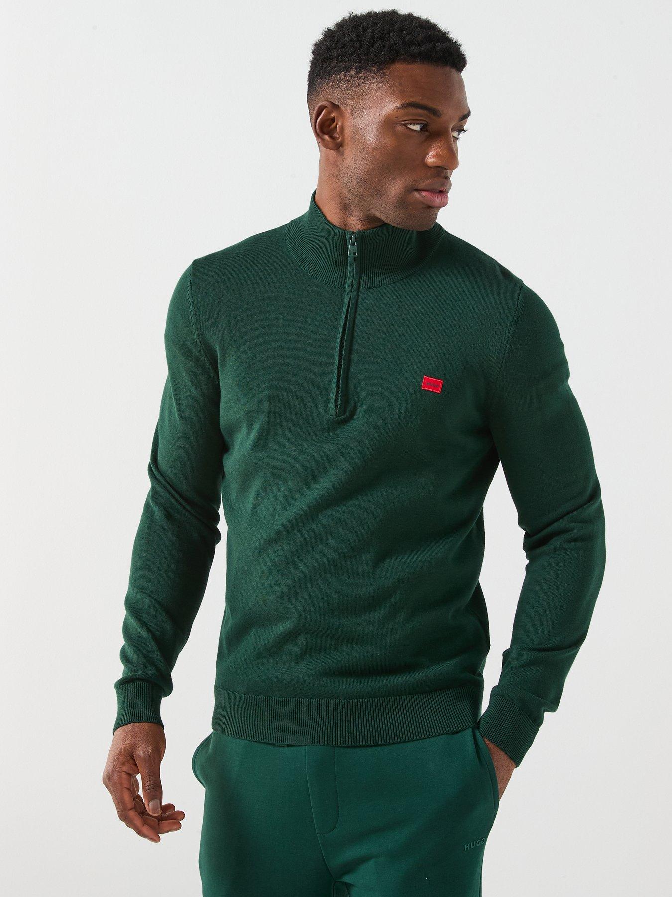 Image 6 of 6 of HUGO San Quintus-C Regular Fit 1/4 Zip Knitted Jumper - Green