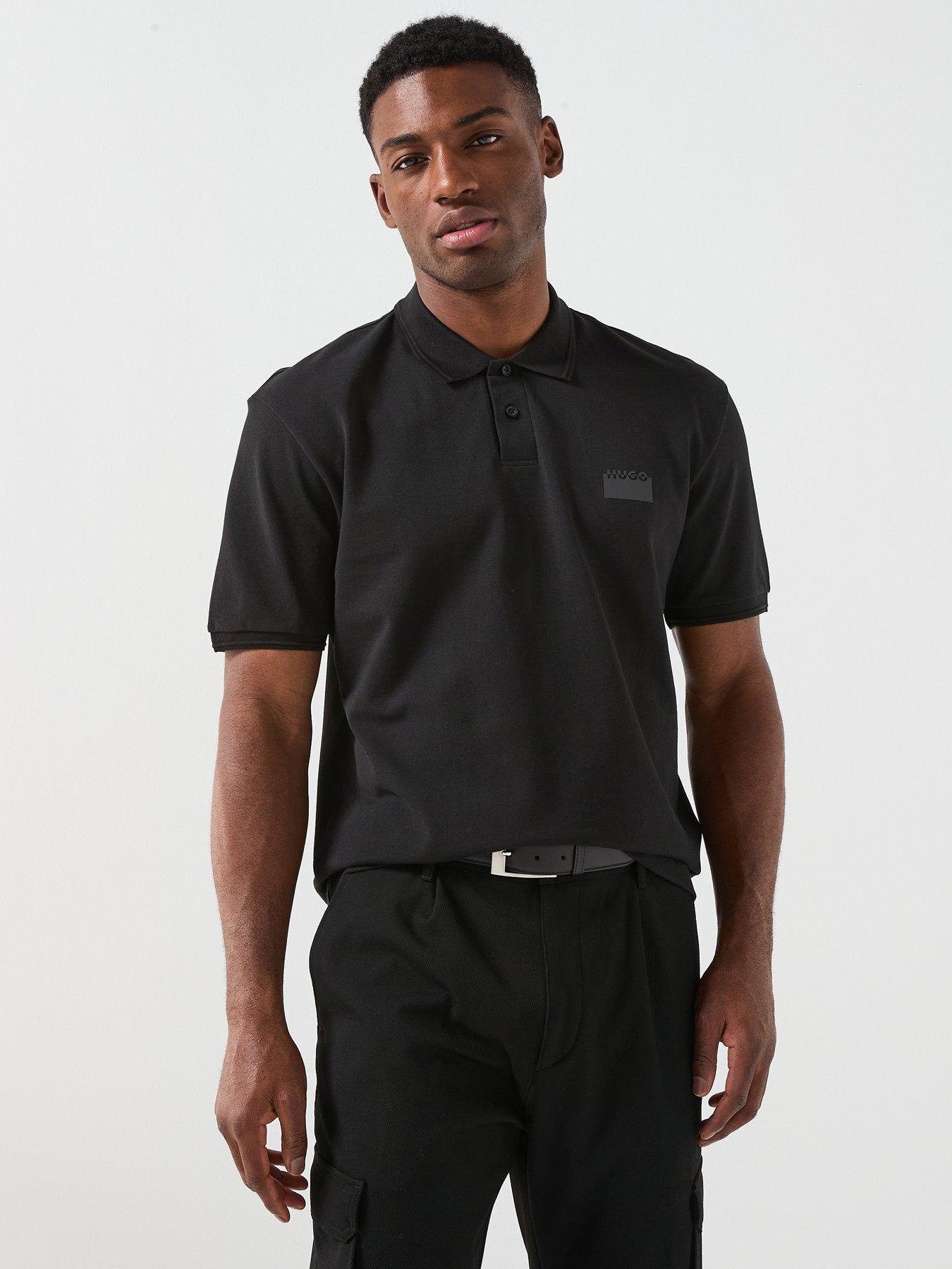 hugo-delastolo-relaxed-fit-split-logo-polo-shirt-black