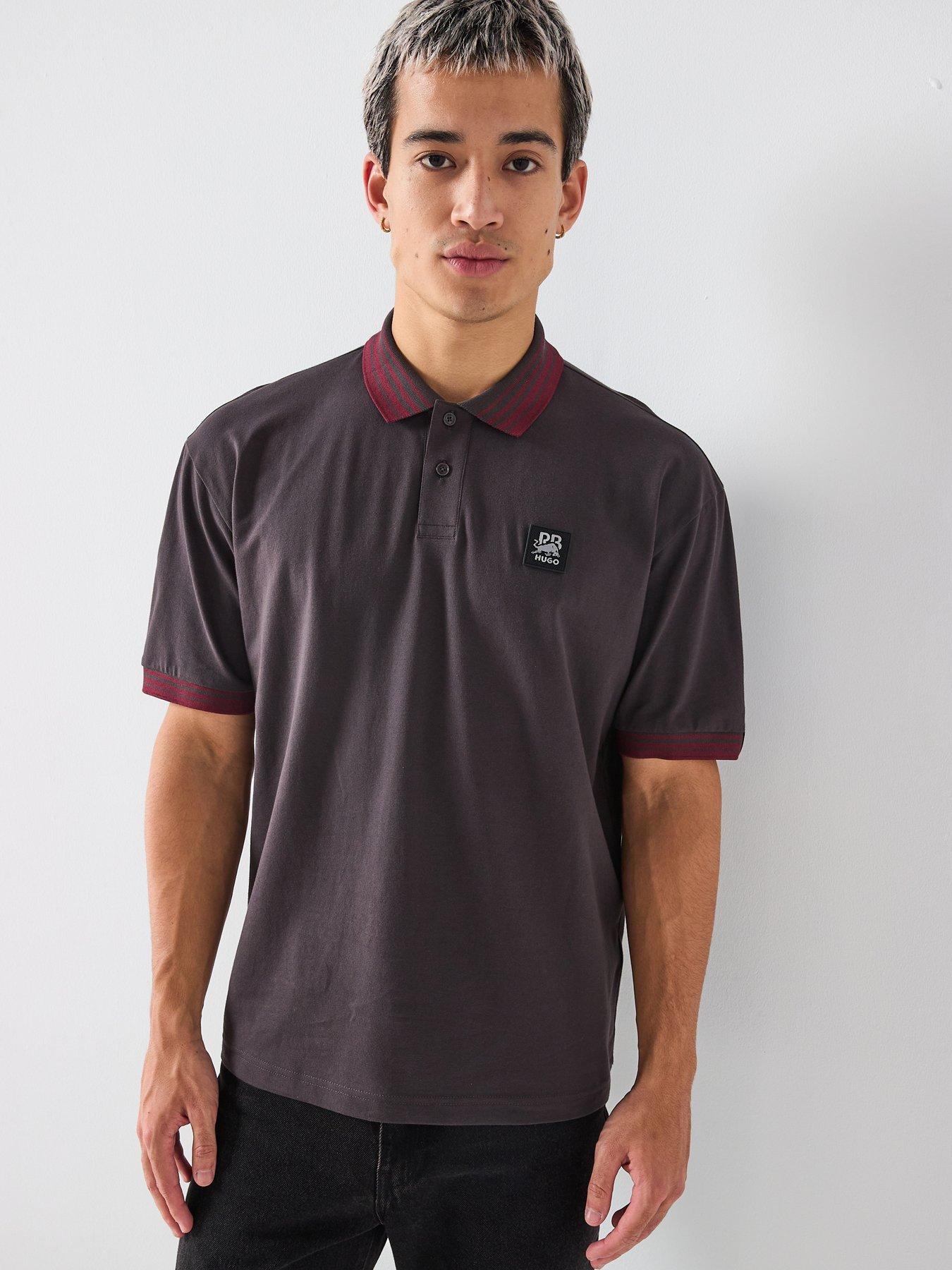 hugo-izgi-racing-bulls-tipping-detail-relaxed-fit-polo-shirt-brownfront