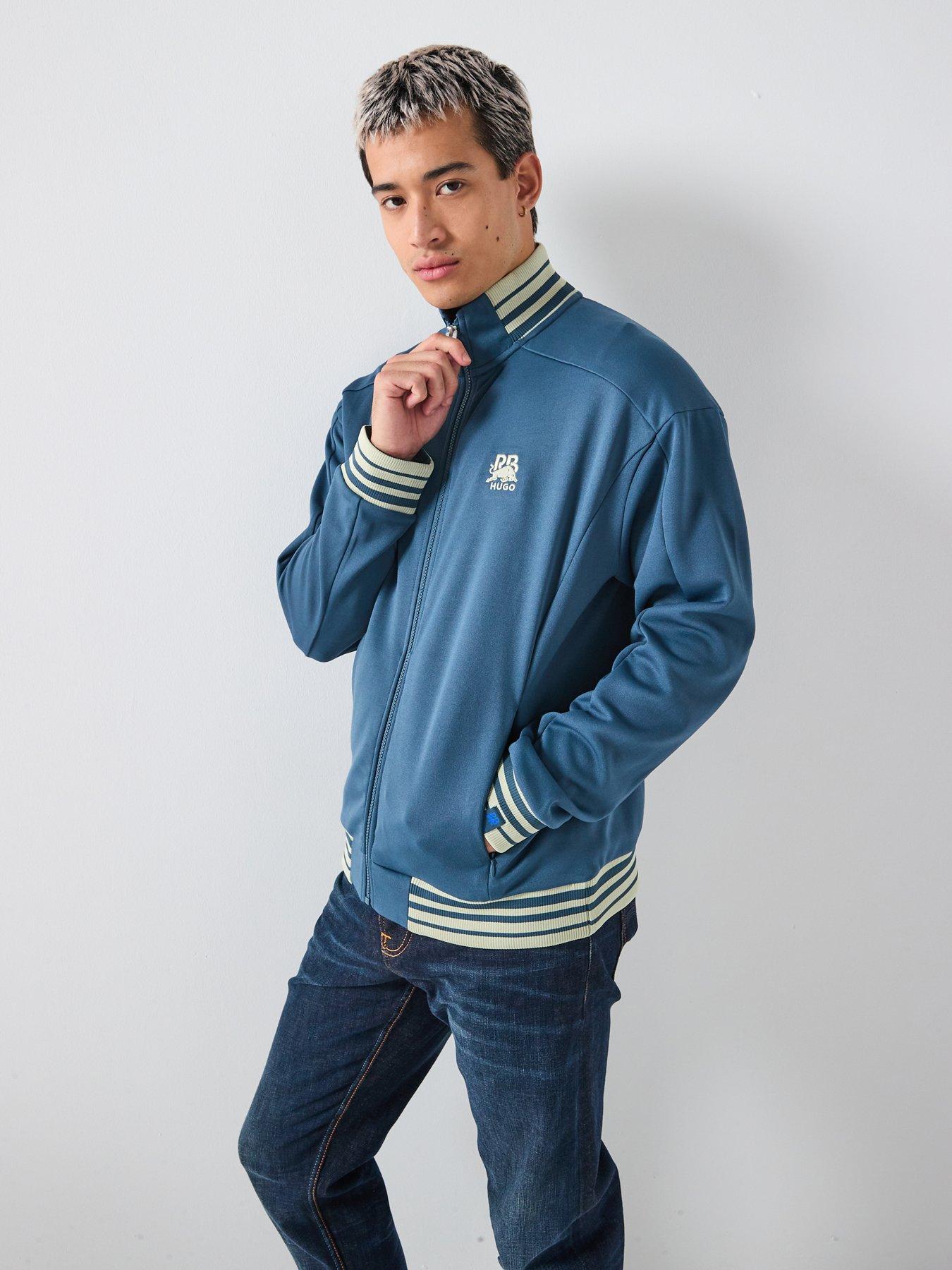 HUGO Donoco Racing Bulls Relaxed Fit Full Zip Crew Sweat - Blue