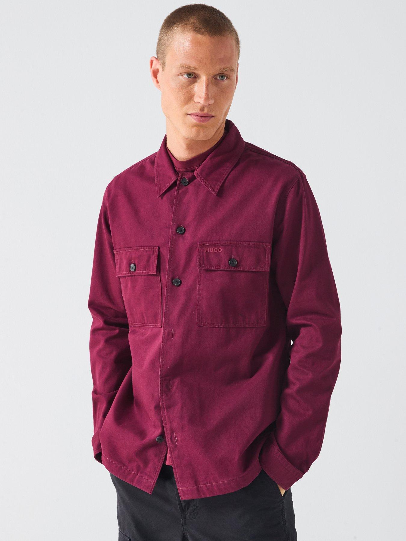 HUGO Epoldo Canvas Overshirt - Dark Red