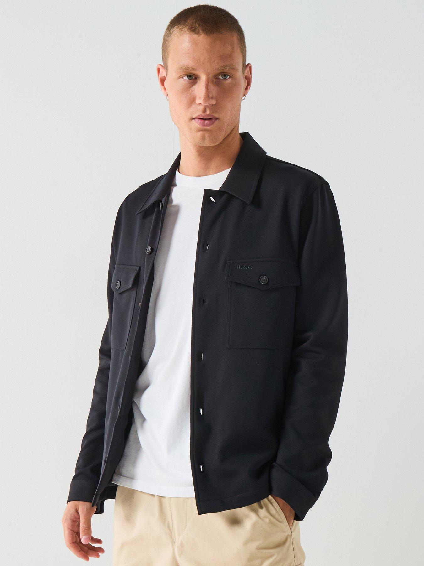 HUGO Enalu Oversized Fit Overshirt - Black