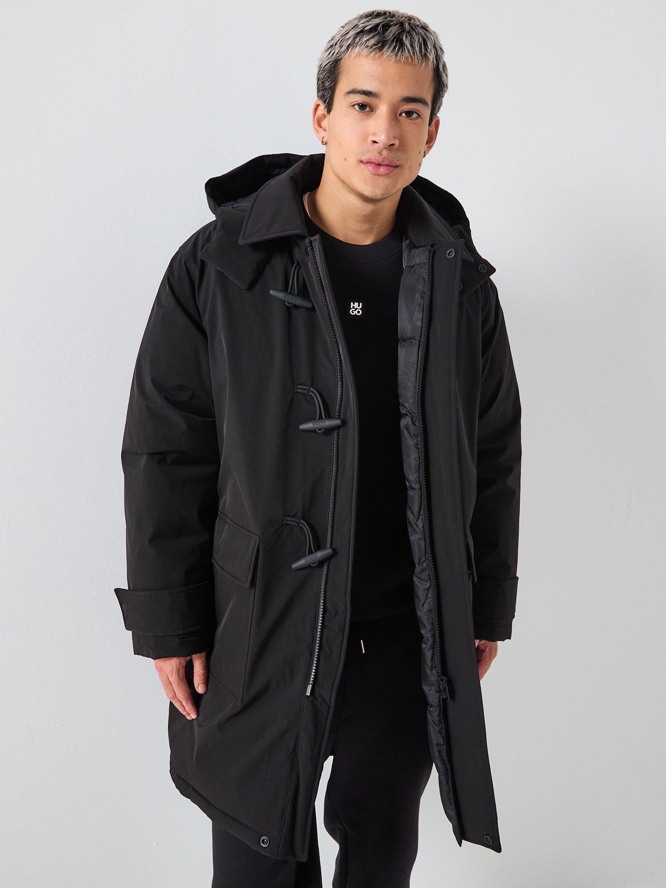 HUGO Mever2541 Regular Fit Hooded Quilted Coat - Black