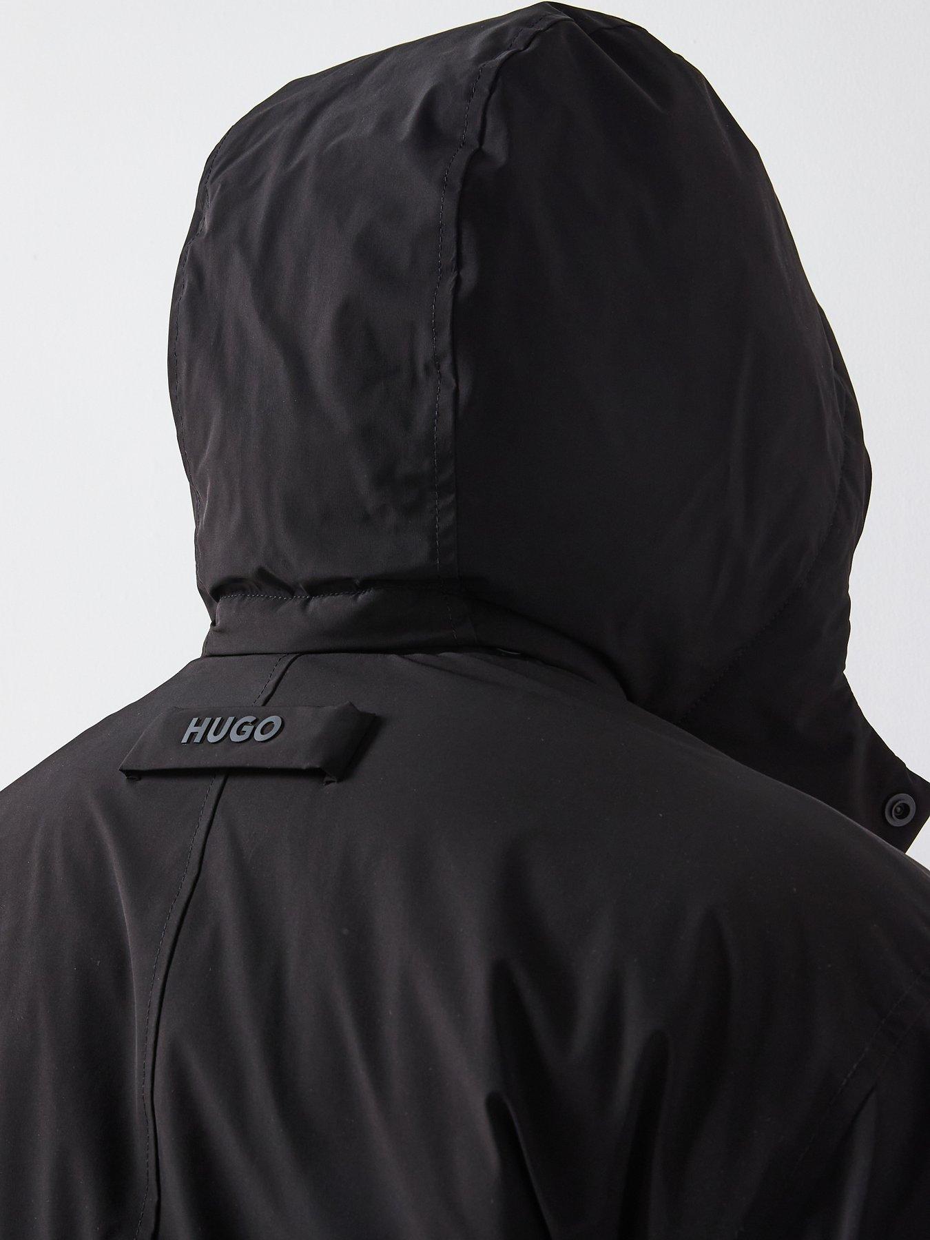 Image 4 of 6 of HUGO Mever2541 Regular Fit Hooded Quilted Coat - Black