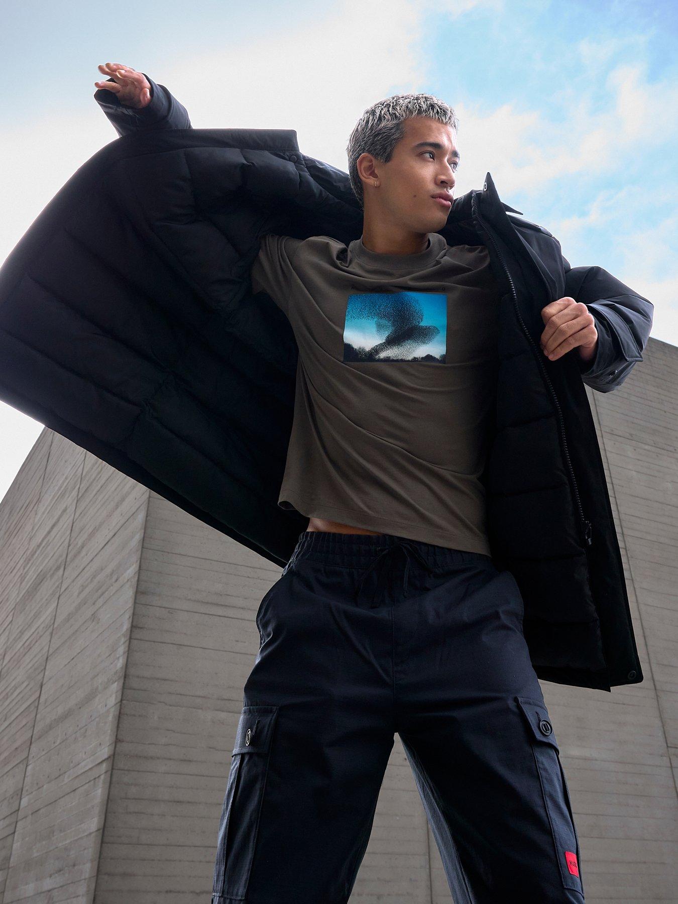 Image 5 of 6 of HUGO Mever2541 Regular Fit Hooded Quilted Coat - Black