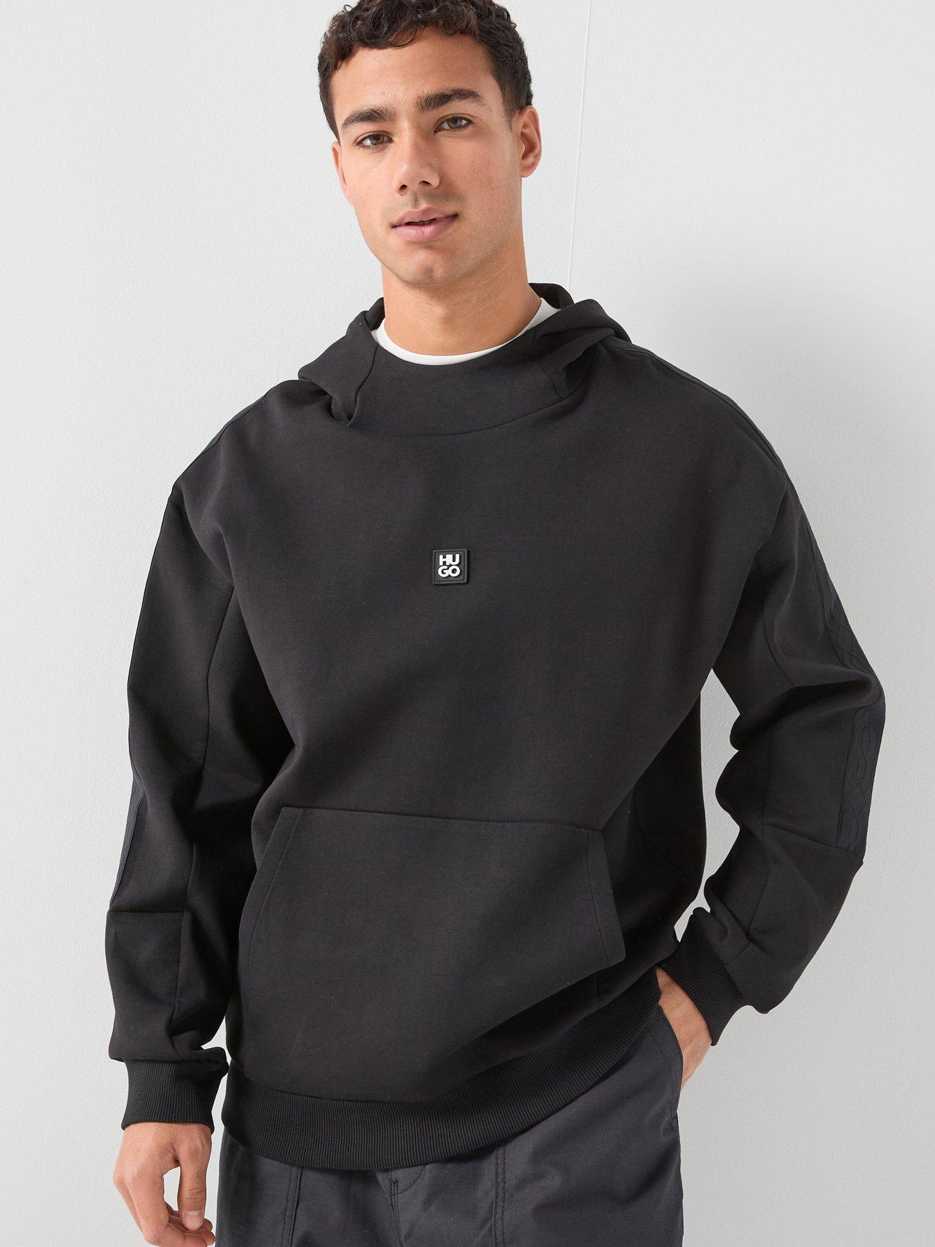 Image 1 of 5 of HUGO Danovohood Relaxed Stacked Logo Fit Hoodie - Black