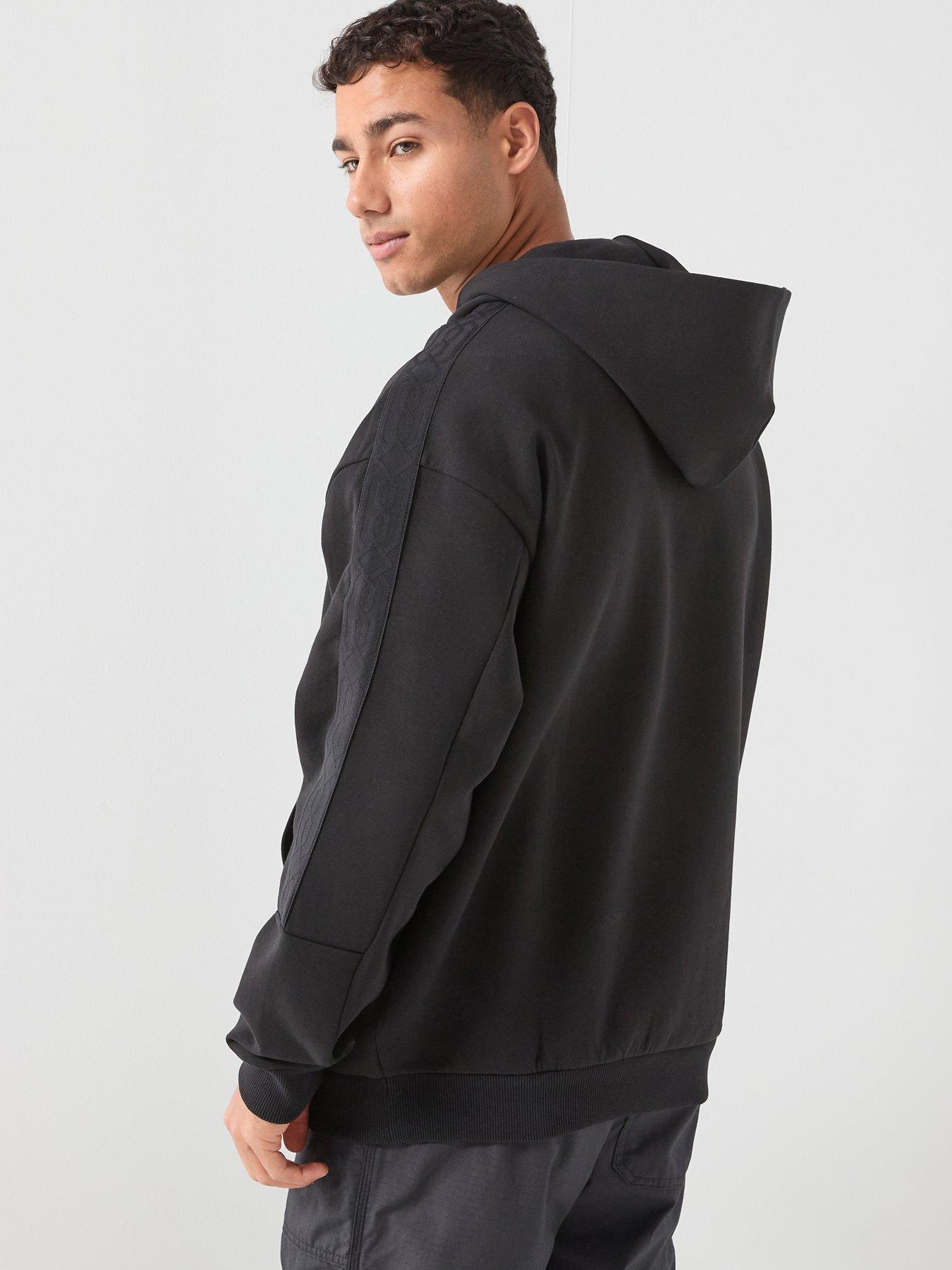 Image 2 of 5 of HUGO Danovohood Relaxed Stacked Logo Fit Hoodie - Black