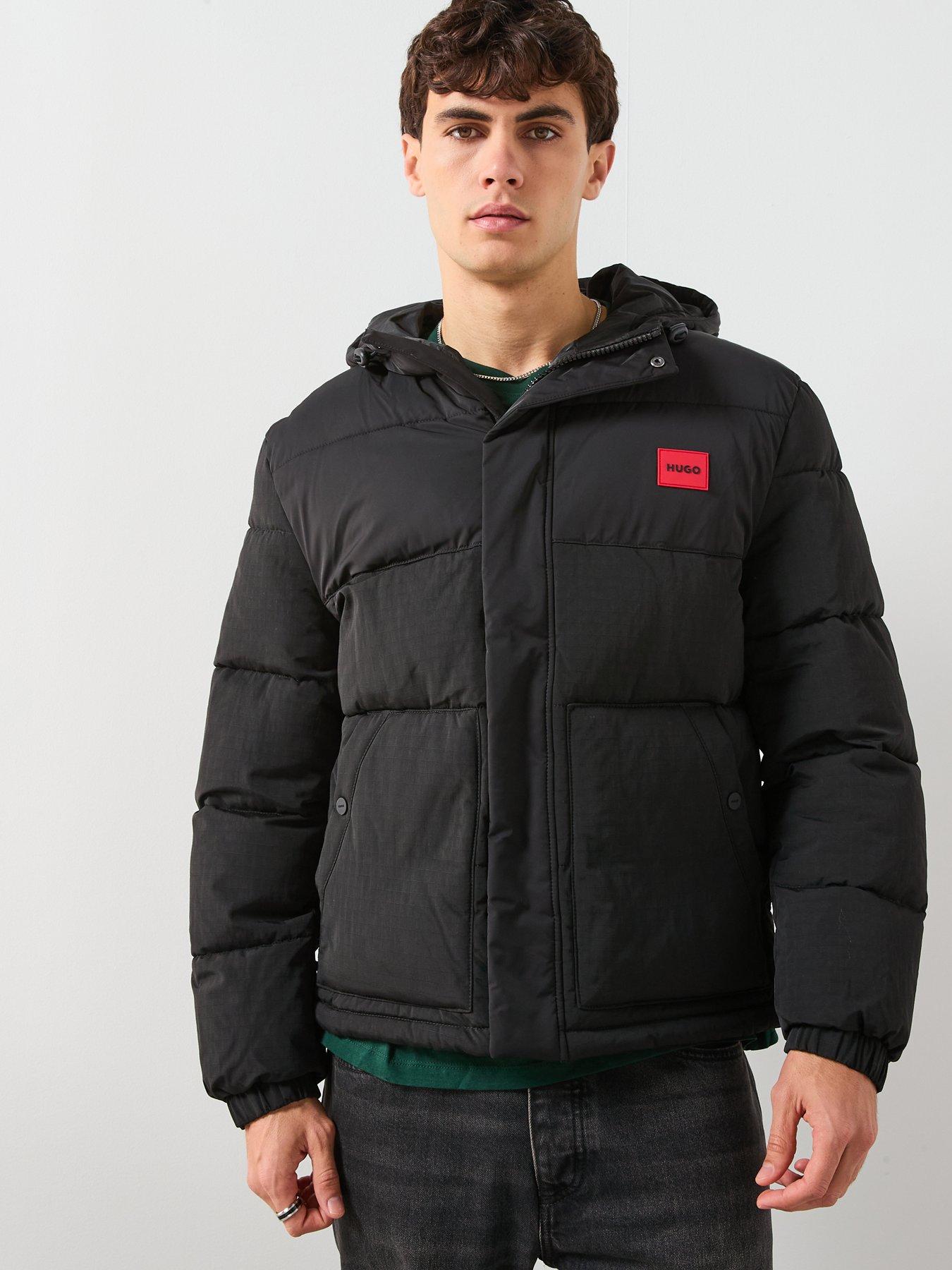 Image 4 of 6 of HUGO Baro2541 Regular Fit Box Logo Padded Jacket - Black