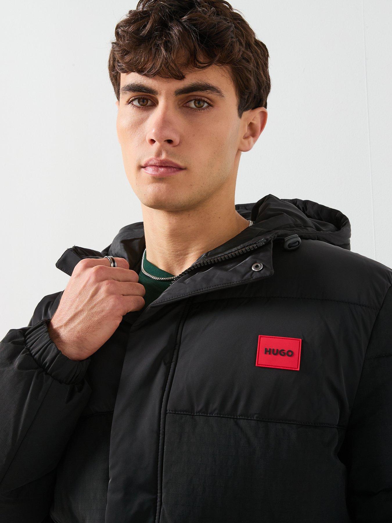 Image 5 of 6 of HUGO Baro2541 Regular Fit Box Logo Padded Jacket - Black