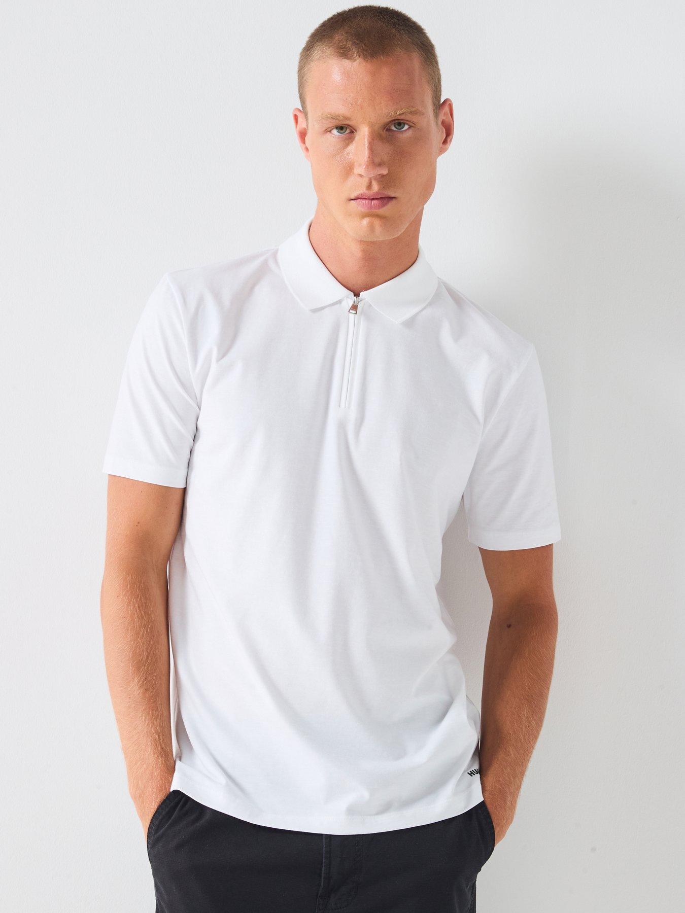 HUGO Dekok233 Marl Effect Polo Shirt - White