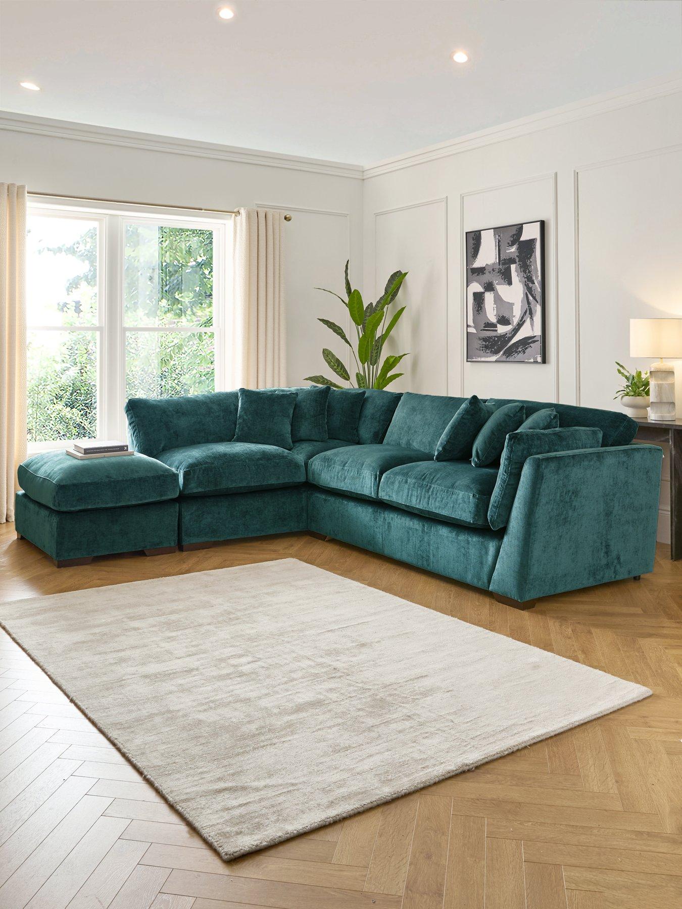 The Very Collection Lansa Left Hand Fabric Corner Chaise Sofa with Footstool - Made to Order in the UK
