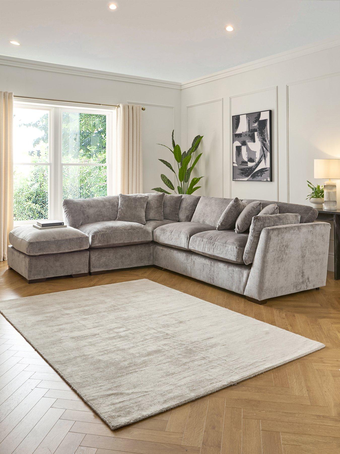The Very Collection Lansa Left Hand Fabric Corner Chaise Sofa with Footstool - Made to Order in the UK