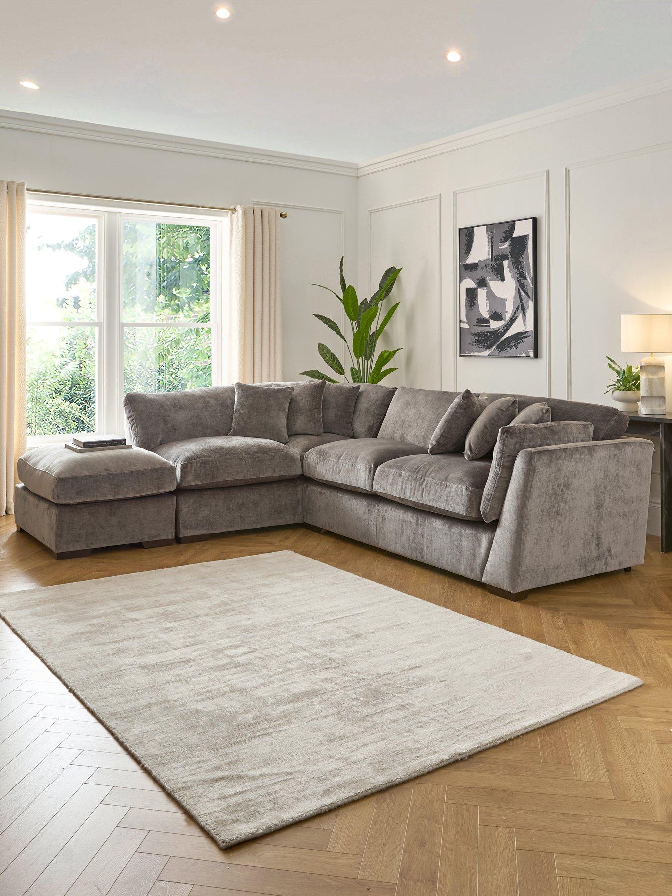 The Very Collection Lansa Left Hand Fabric Corner Chaise Sofa with Footstool - Made to Order in the UK