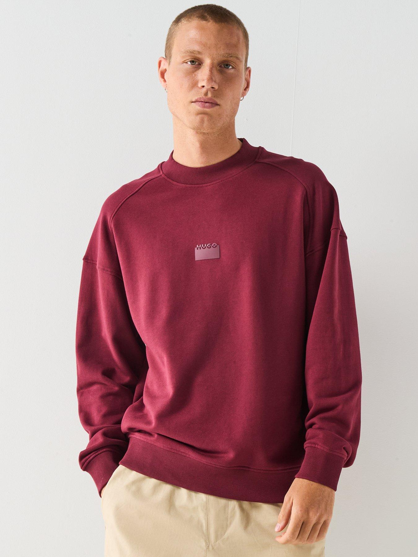 HUGO Delastcrew Relaxed Fit Crew Sweat - Dark Red