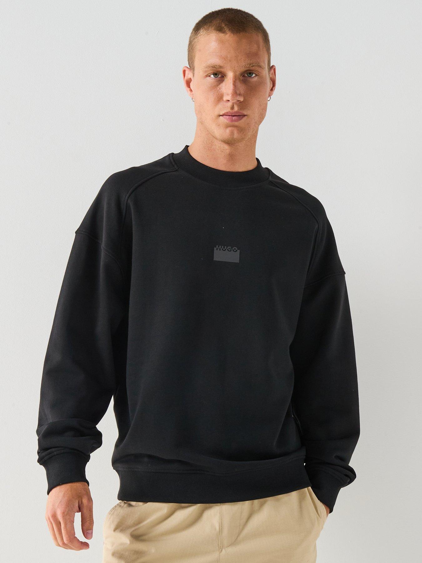Image 1 of 6 of HUGO Delastcrew Relaxed Fit Crew Sweat - Black