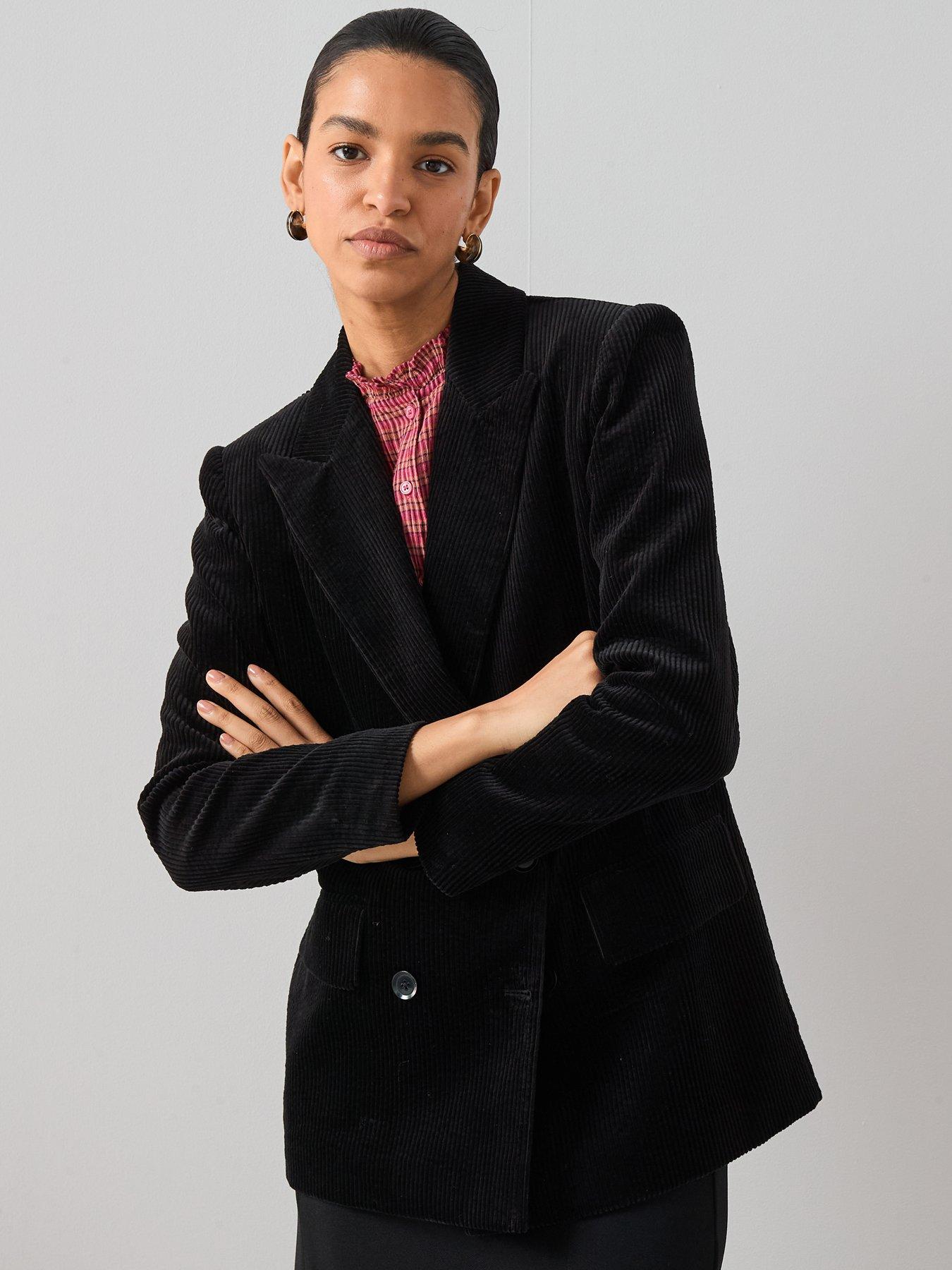 The Very Collection Cord Double Breasted Blazer - Black