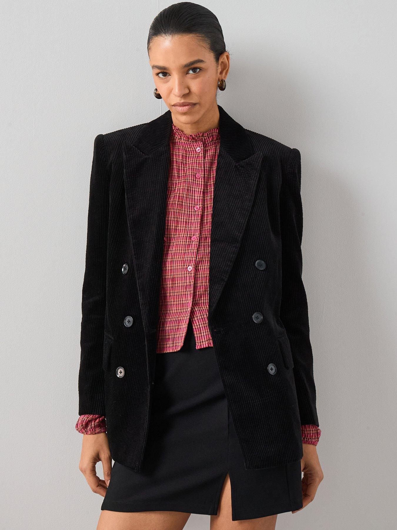the-very-collection-cord-double-breasted-blazer-blackdetail