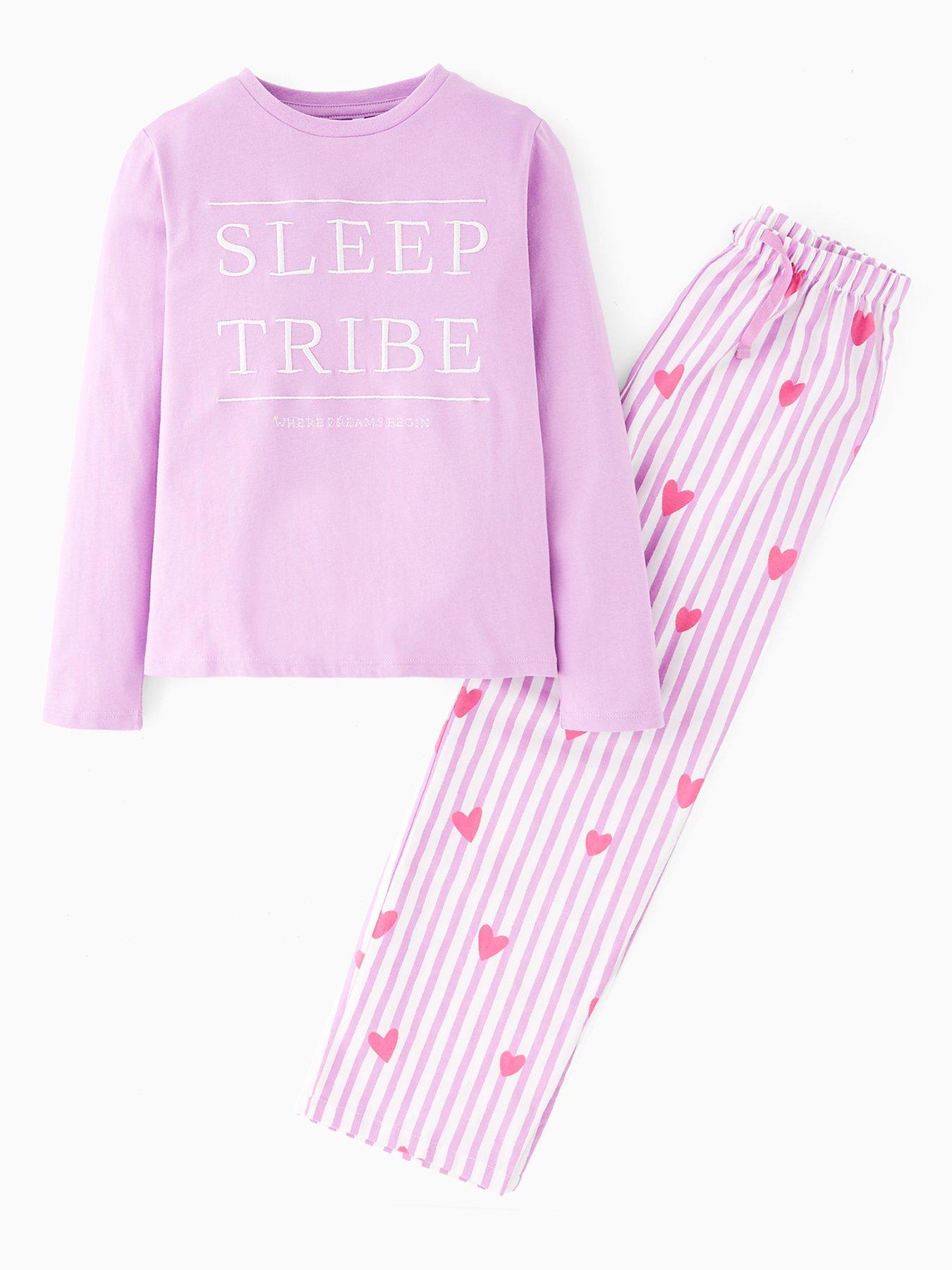 Image 1 of 4 of The Very Collection Girls Slogan Pyjama Set - Purple