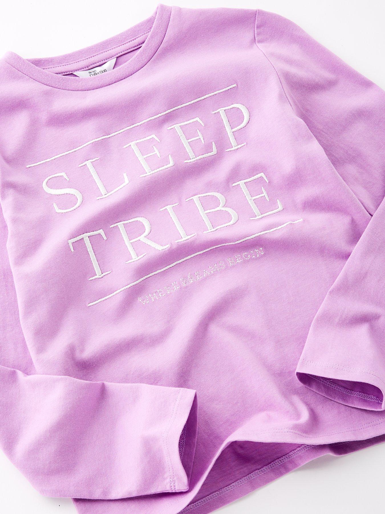 Image 3 of 4 of The Very Collection Girls Slogan Pyjama Set - Purple