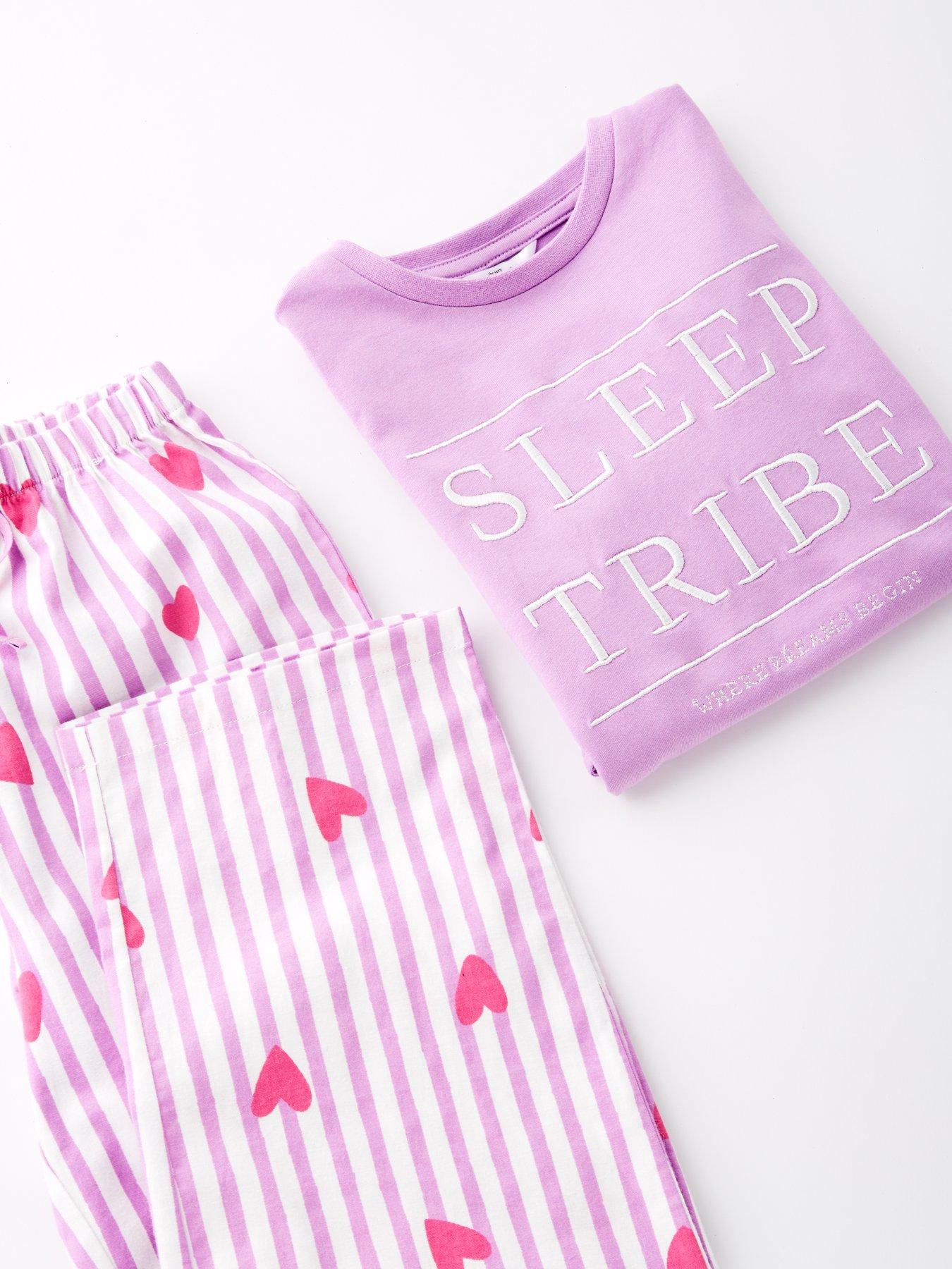 Image 4 of 4 of The Very Collection Girls Slogan Pyjama Set - Purple