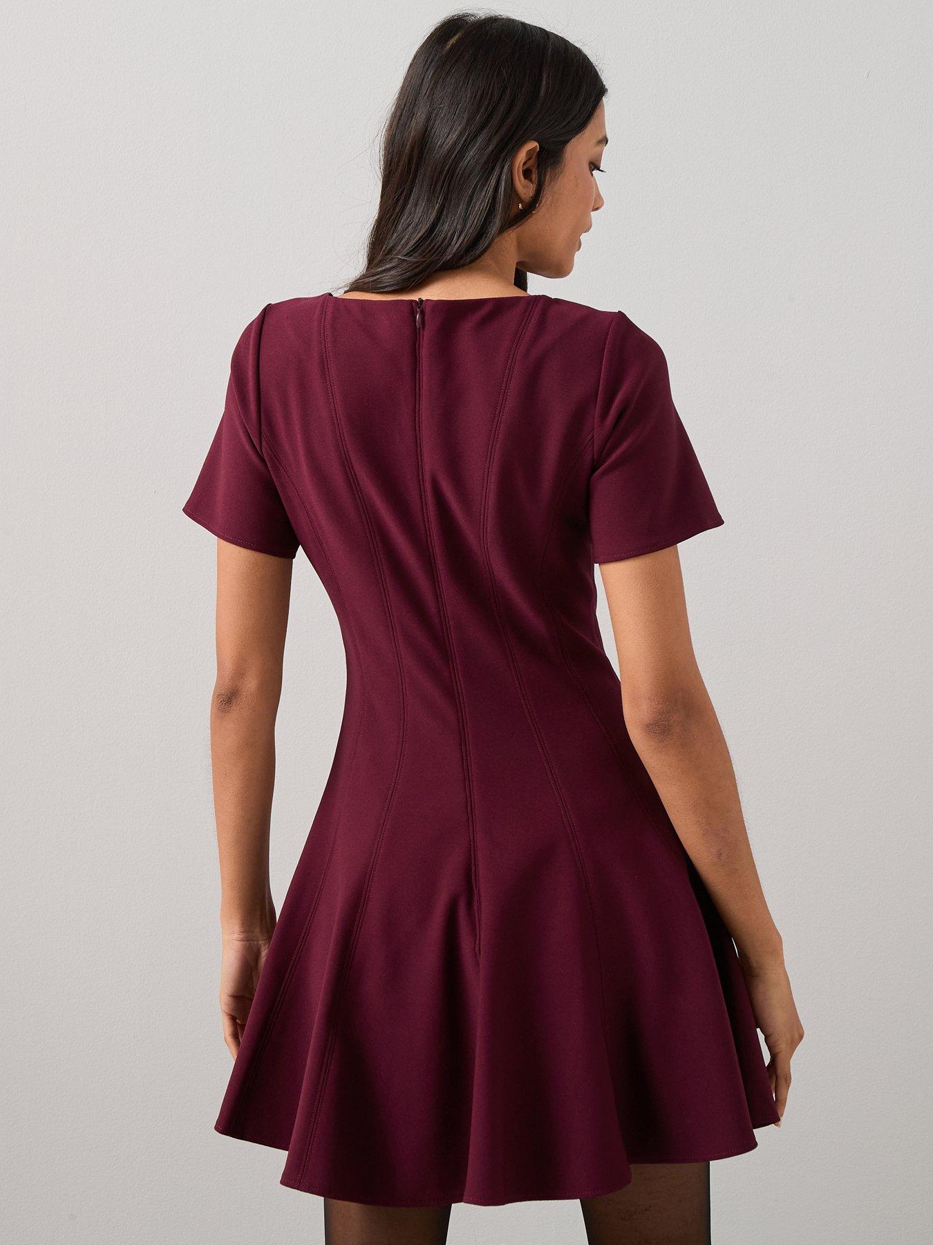the-very-collection-short-sleeve-godet-mini-dress-burgundy-redstillFront